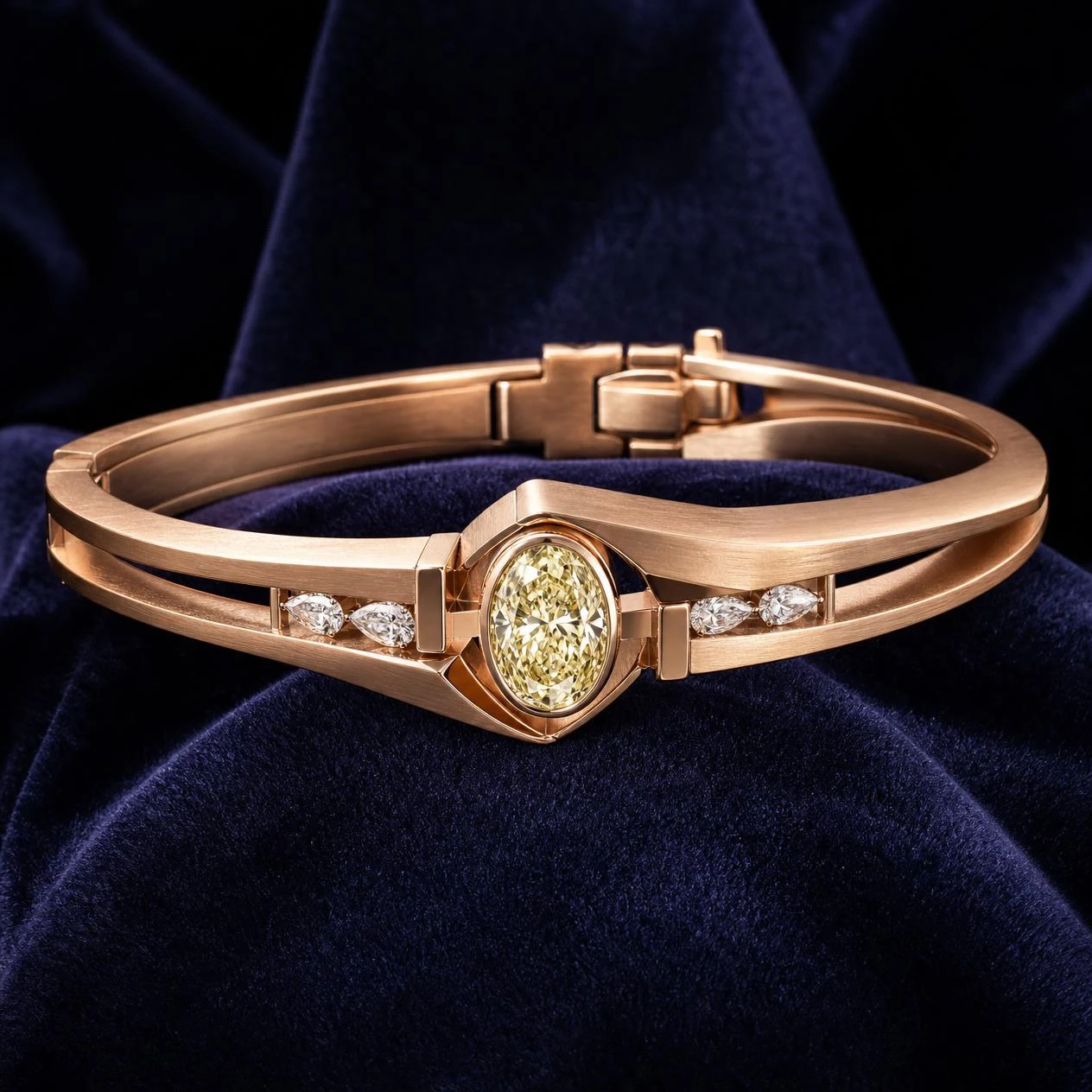 Patrizio di Marmo, 2.08 ct tw oval lab grown diamond men’s bracelet in rose gold (front view)