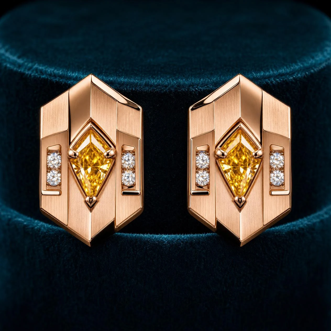Conte Maestoso, 3.4 ct tw kite lab grown diamond men’s earrings in rose gold (front view)