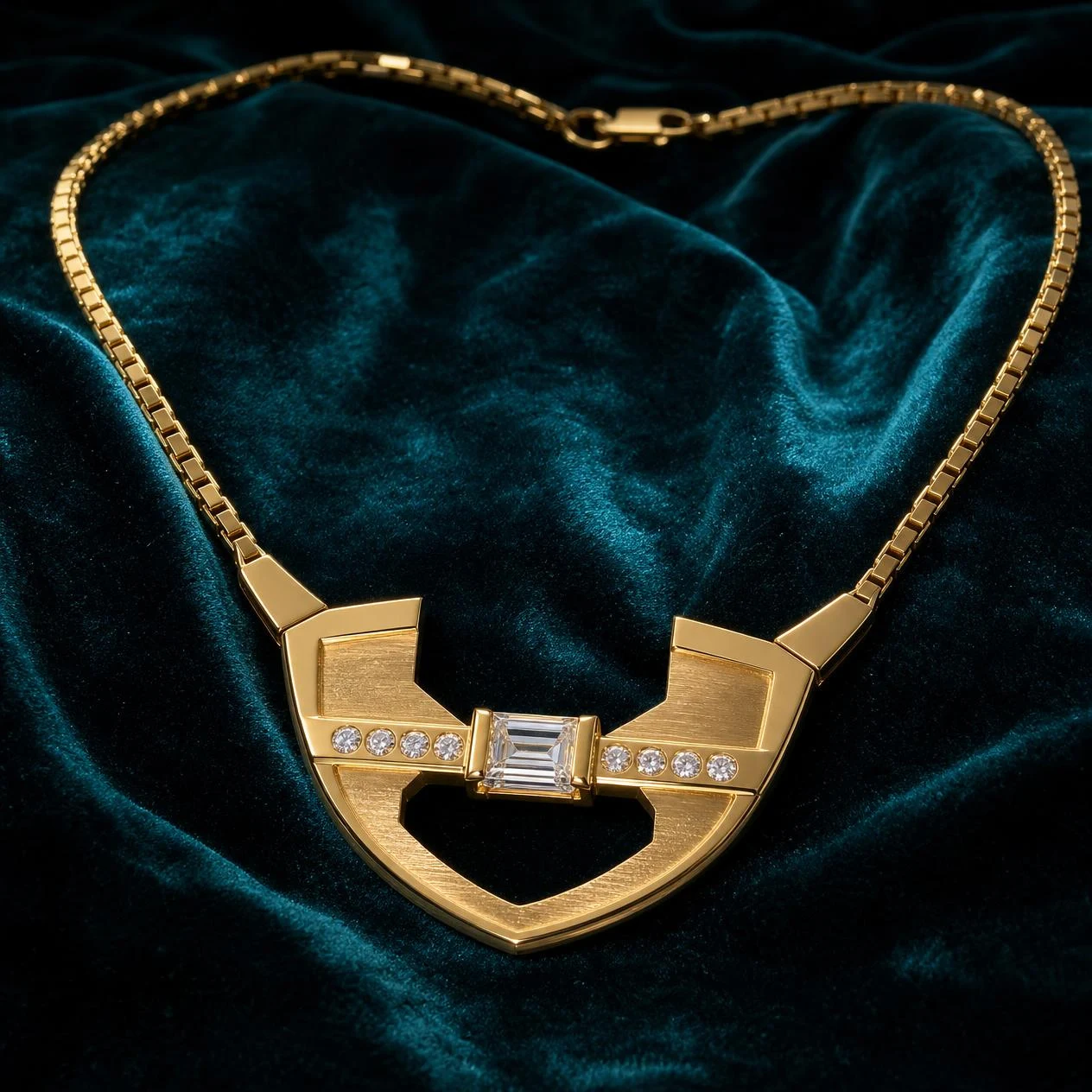 Titano di Granito, 2.02 ct tw baguette lab grown diamond men’s necklace in 18K yellow gold (front view)