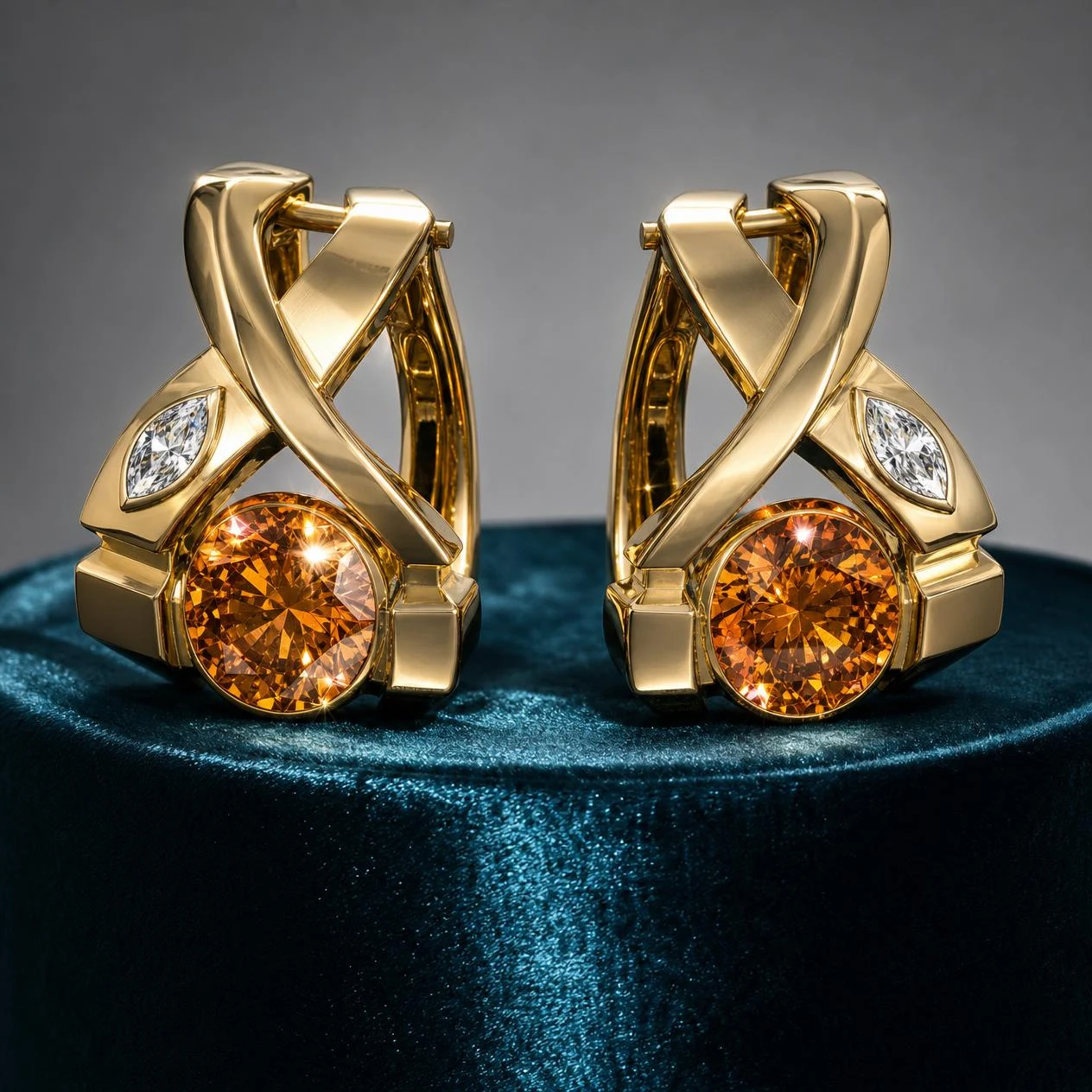 Poesia Viva, 5.2 ct tw round lab grown diamond earrings in 18K yellow gold (front view)