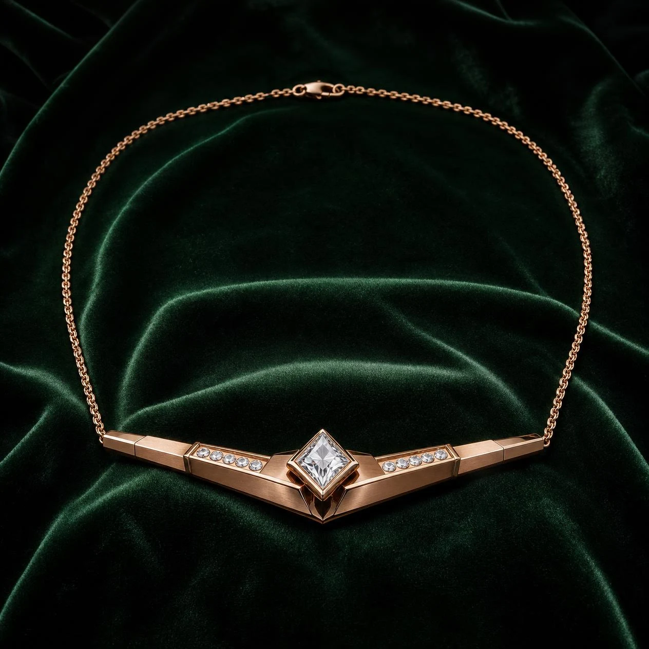 Imperatore Tenace, 1.78 ct tw kite lab grown diamond men’s necklace in rose gold (front view)