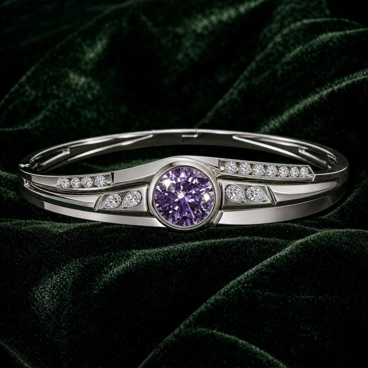 Aurora d'Inverno, 3.21 ct tw round lab grown diamond bracelet in 18K white gold (front view)