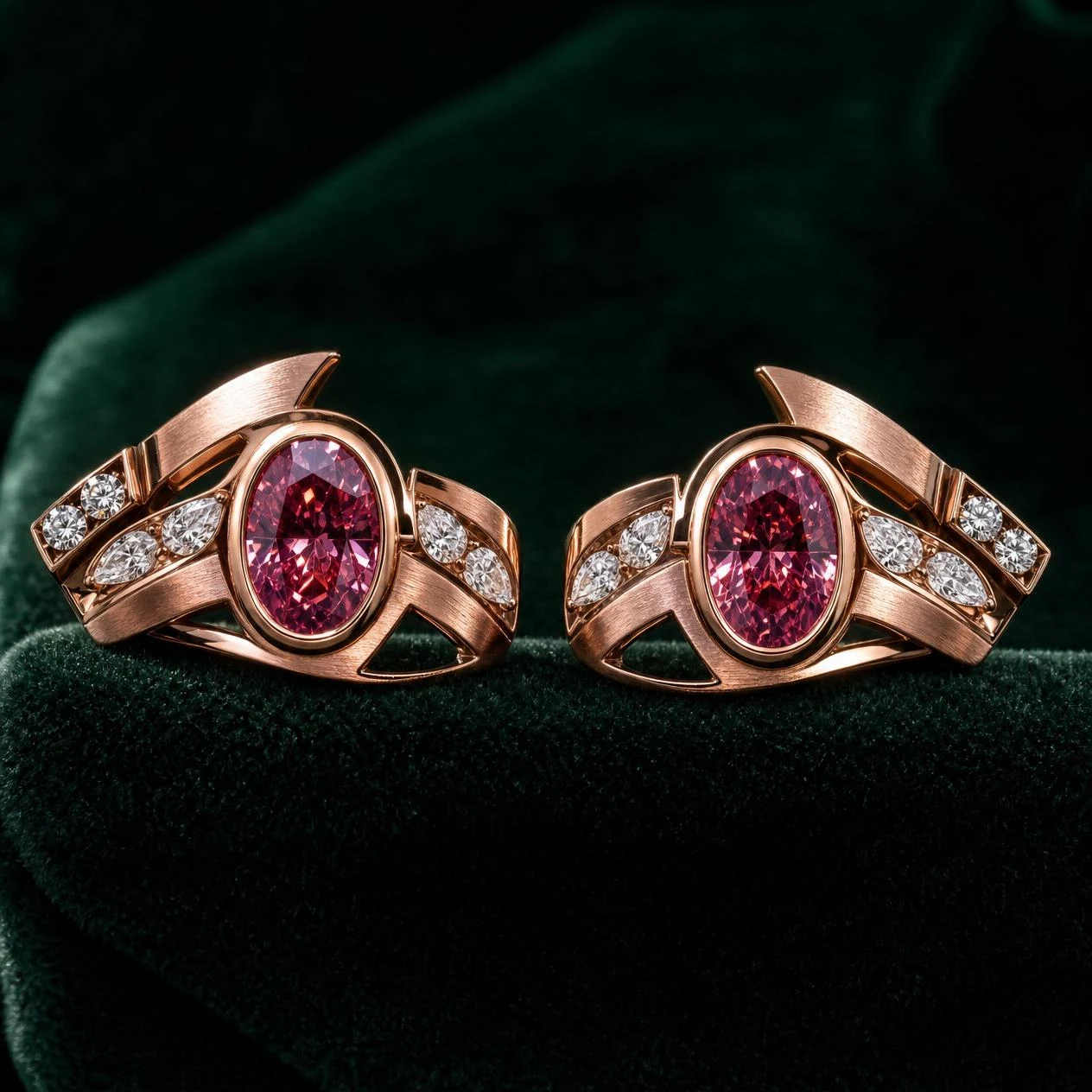 Clair Delicata, 3.72 ct tw oval lab grown diamond earrings in rose gold (front view)