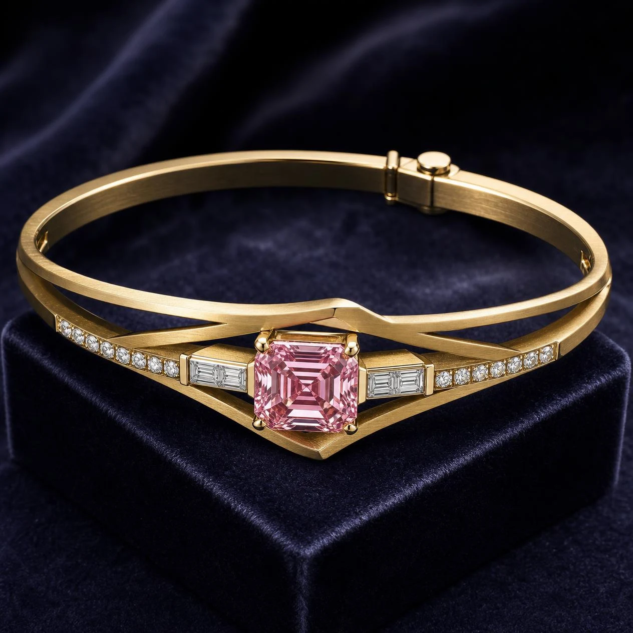 Isola Preziosa, 2.36 ct tw asscher lab grown diamond bracelet in 18K yellow gold (front view)