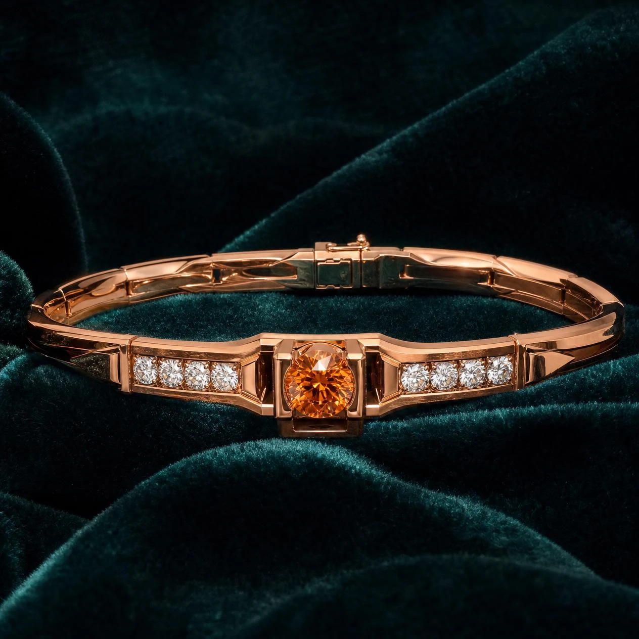 Corsaro di Roma, 1.42 ct tw round lab grown diamond men’s bracelet in rose gold (front view)