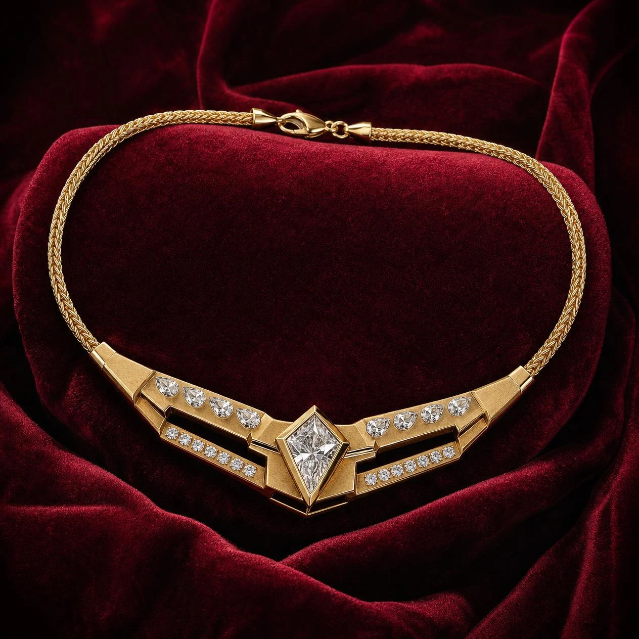 Imperatore Imperiale, 1.96 ct tw kite lab grown diamond men’s necklace in 18K yellow gold (front view)