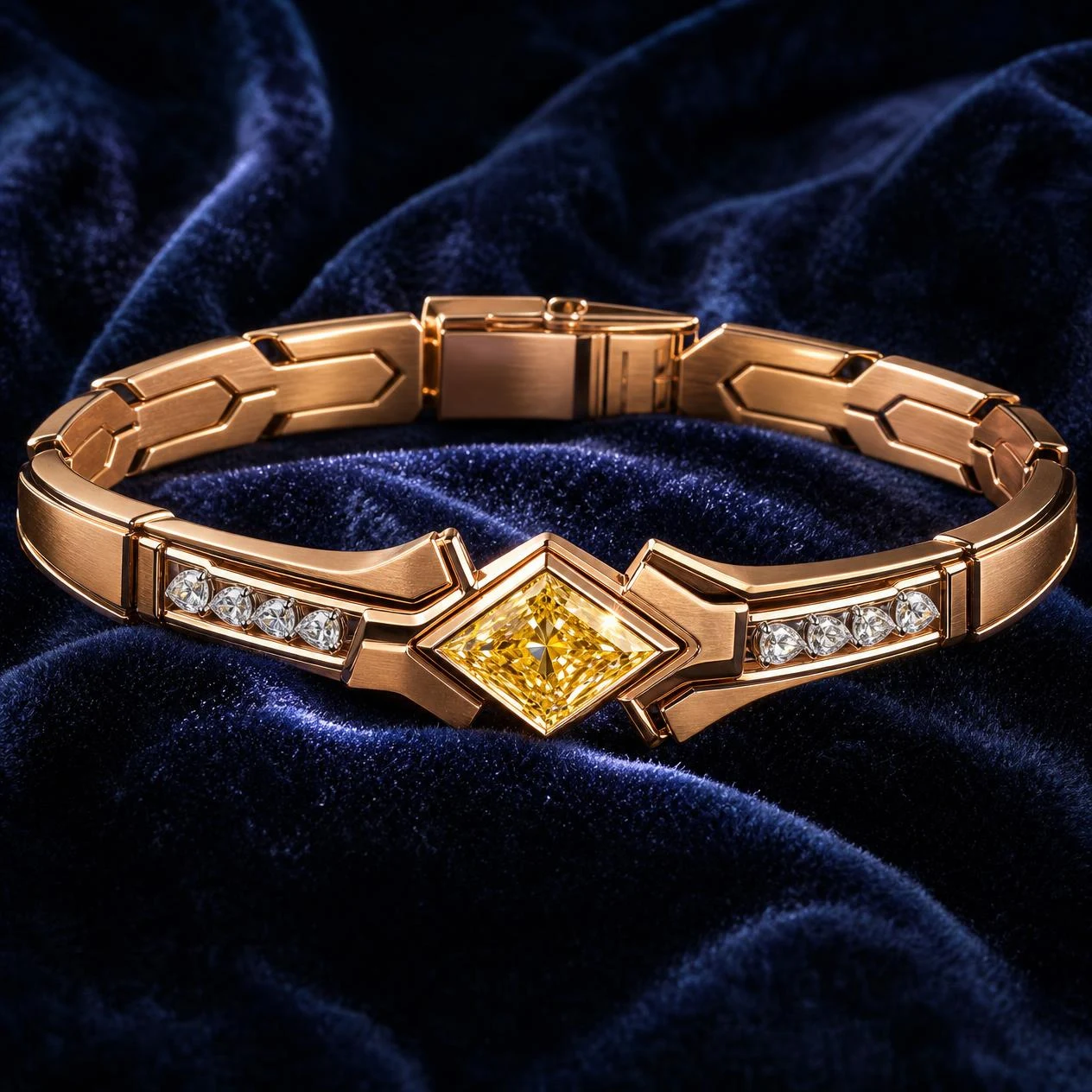 Pretoriano Imperiale, 3.05 ct tw kite lab grown diamond men’s bracelet in rose gold (front view)