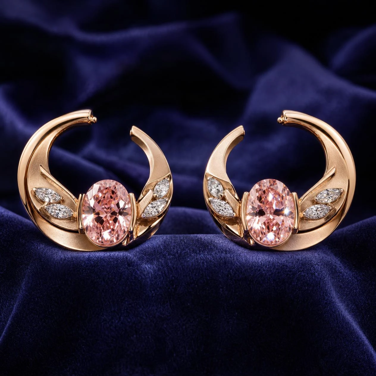 Plume di Cristallo, 4.32 ct tw oval lab grown diamond earrings in rose gold (front view)