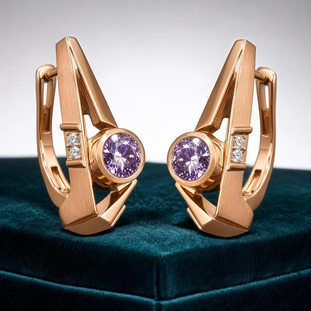 Brume d'Inverno, 5.4 ct tw round lab grown diamond earrings in rose gold (front view)