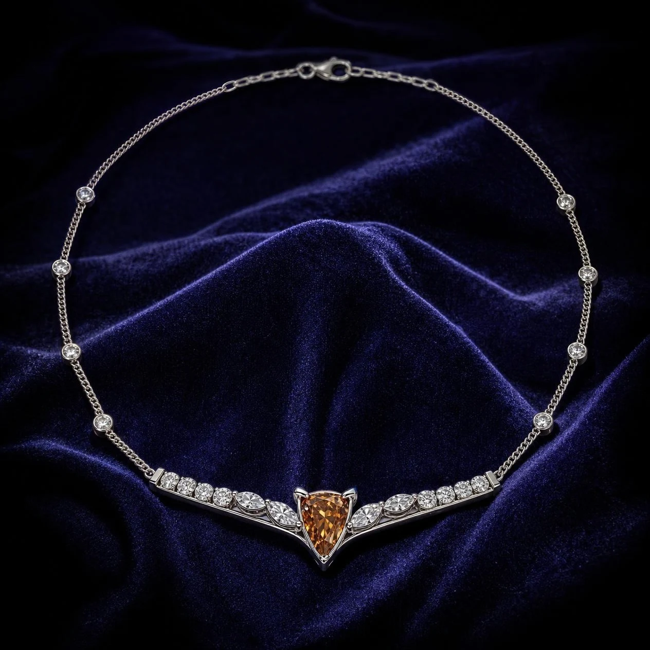 Ciel de Minuit, 2.44 ct tw pear lab grown diamond necklace in 18K white gold (front view)