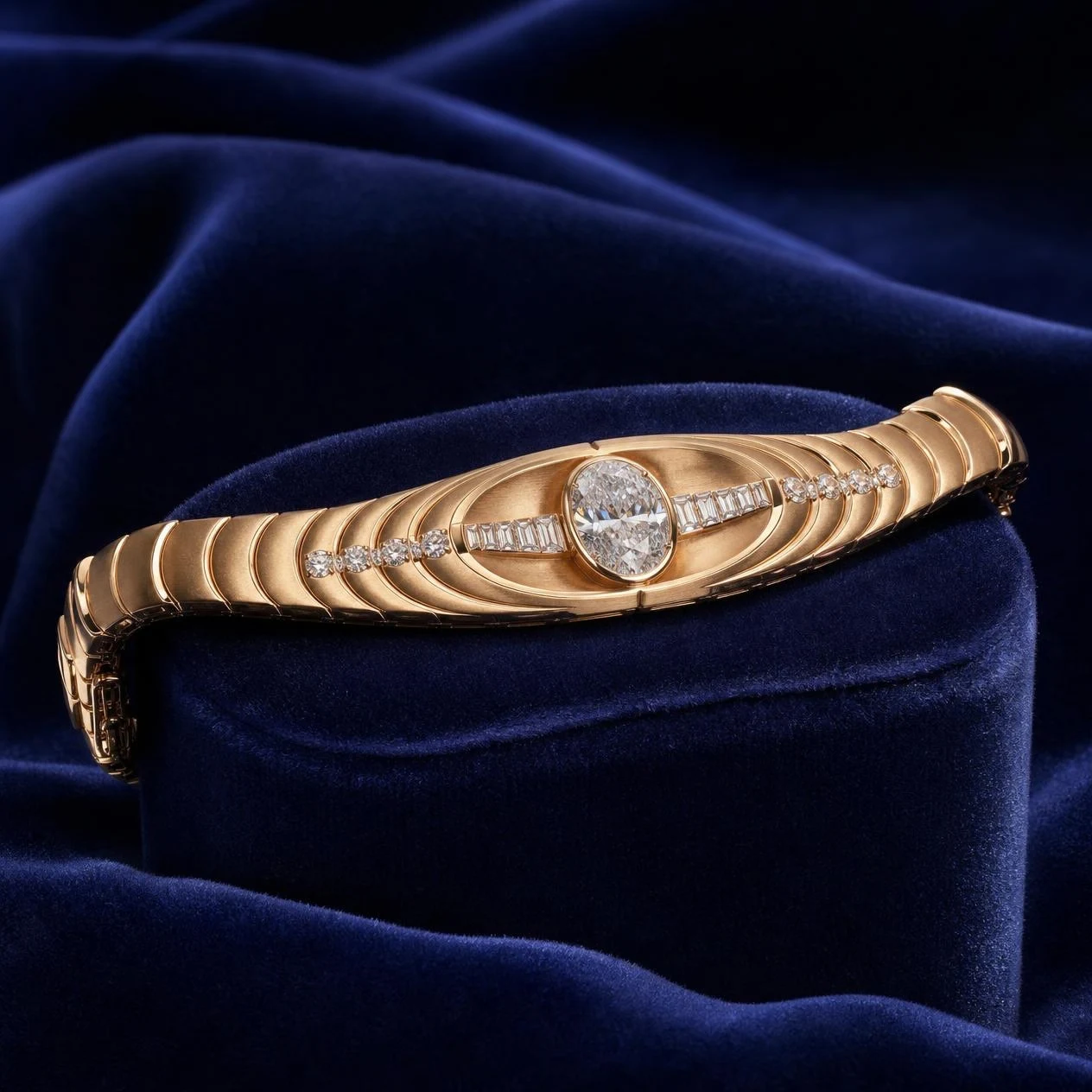 Mare Fiorita, 2.91 ct tw oval lab grown diamond bracelet in rose gold (front view)