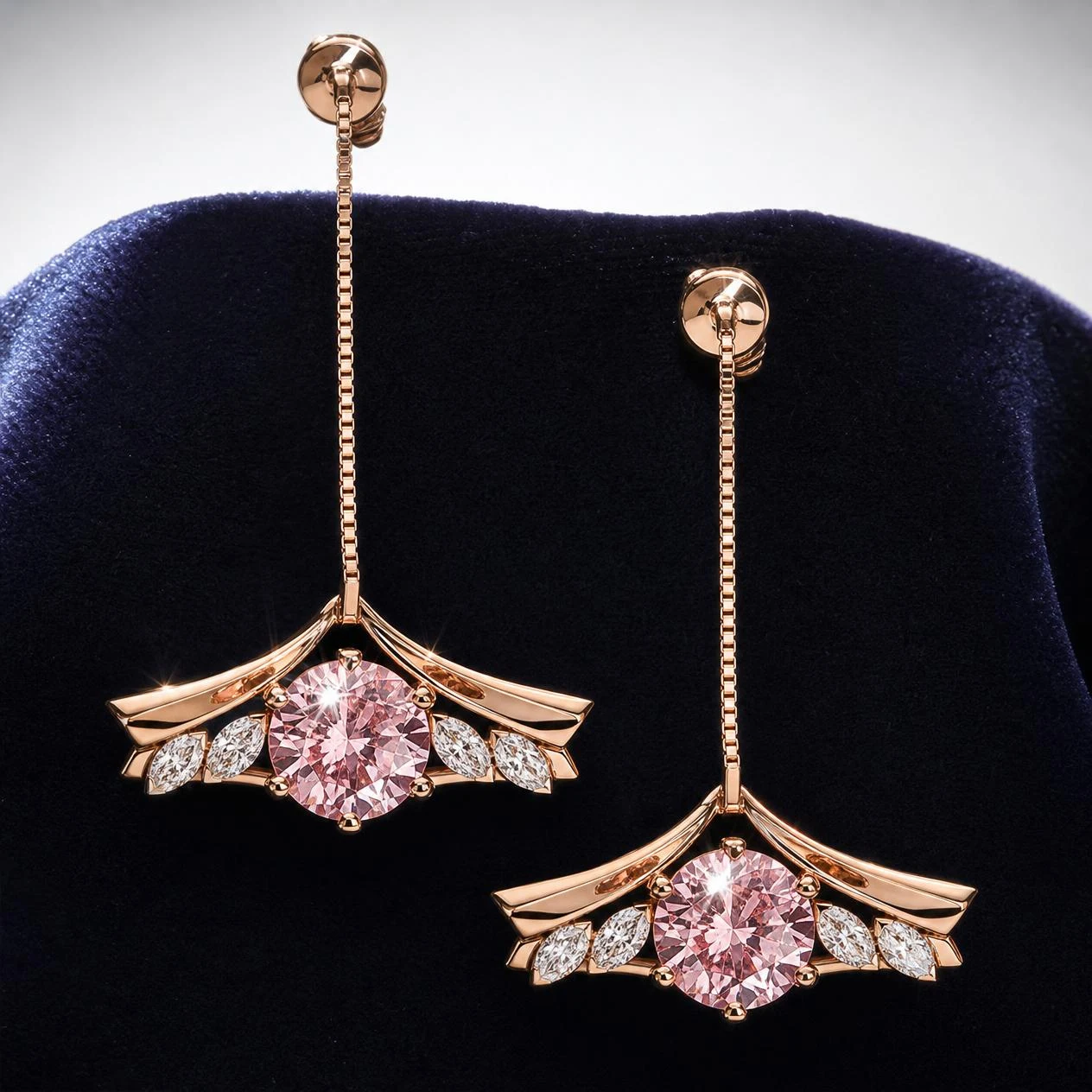 Étoile Incantata, 4.6 ct tw round lab grown diamond earrings in rose gold (front view)