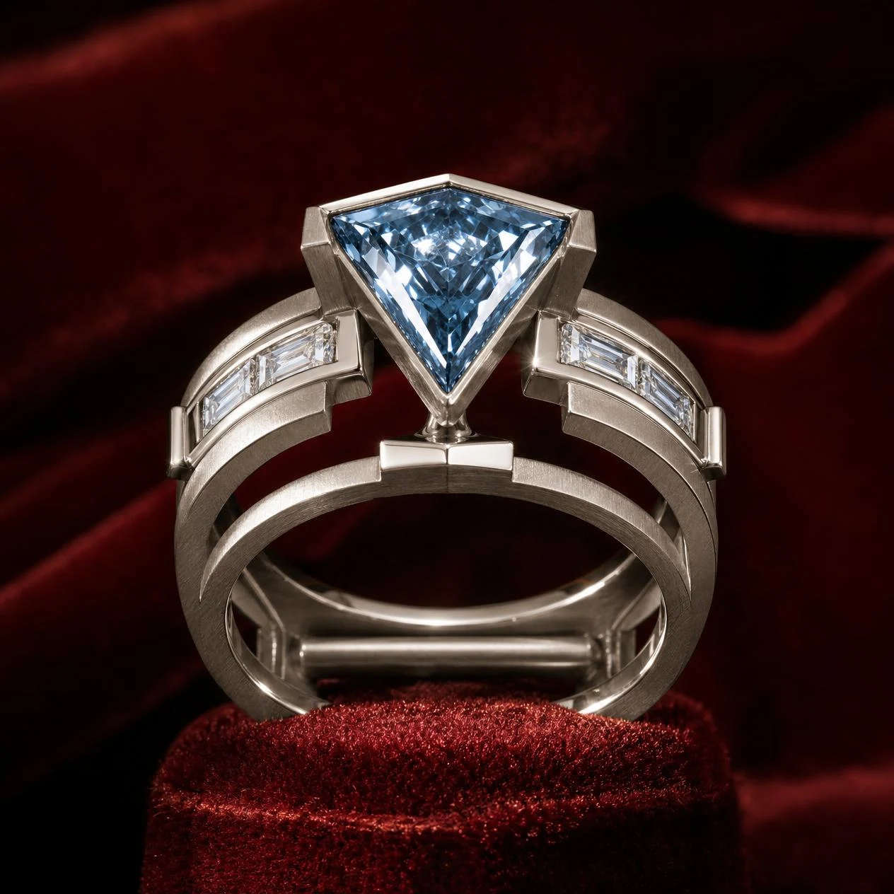 Tuono Maestoso, 1.38 ct tw kite lab grown diamond men’s ring in 18K white gold (front view)