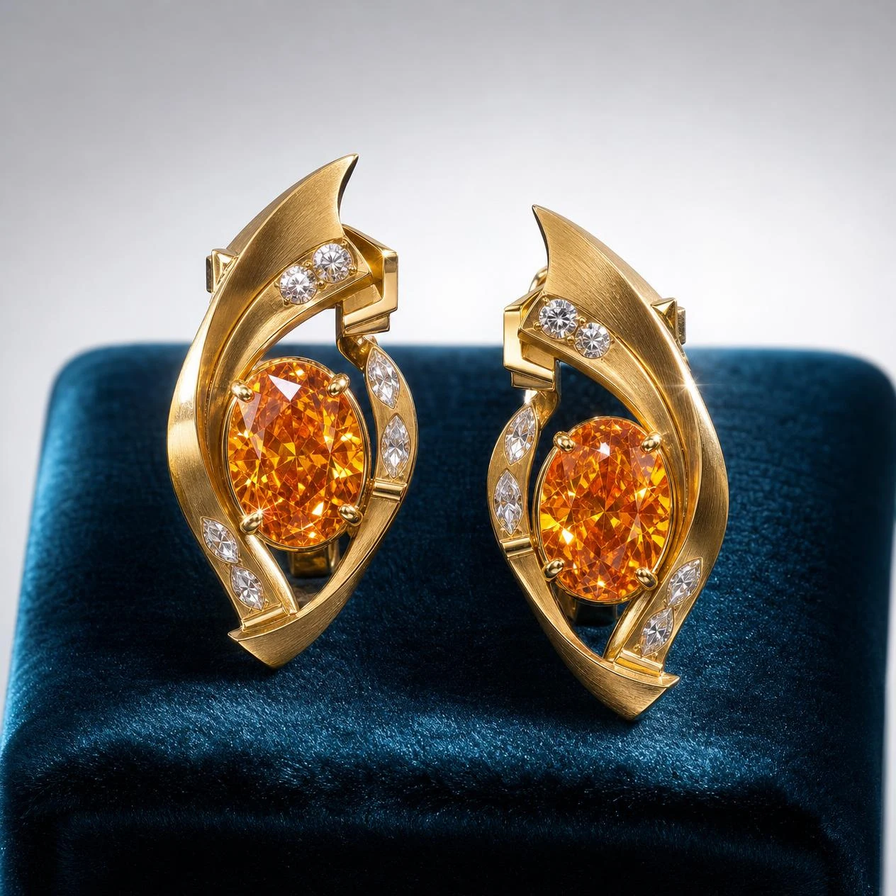 Cielo Fiorente, 3.36 ct tw oval lab grown diamond earrings in 18K yellow gold (front view)