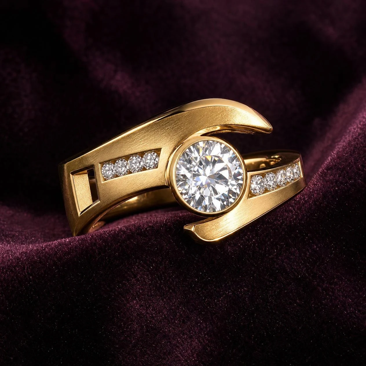 Comandante Supremo, 2.65 ct tw round lab grown diamond men’s ring in 18K yellow gold (front view)