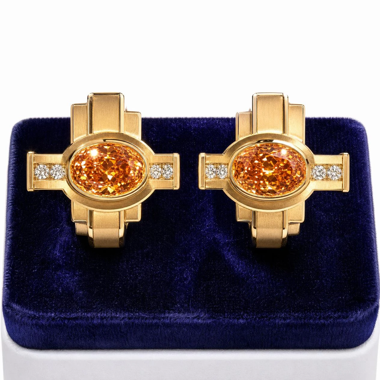 Eterna Velata, 4.4 ct tw oval lab grown diamond earrings in 18K yellow gold (front view)