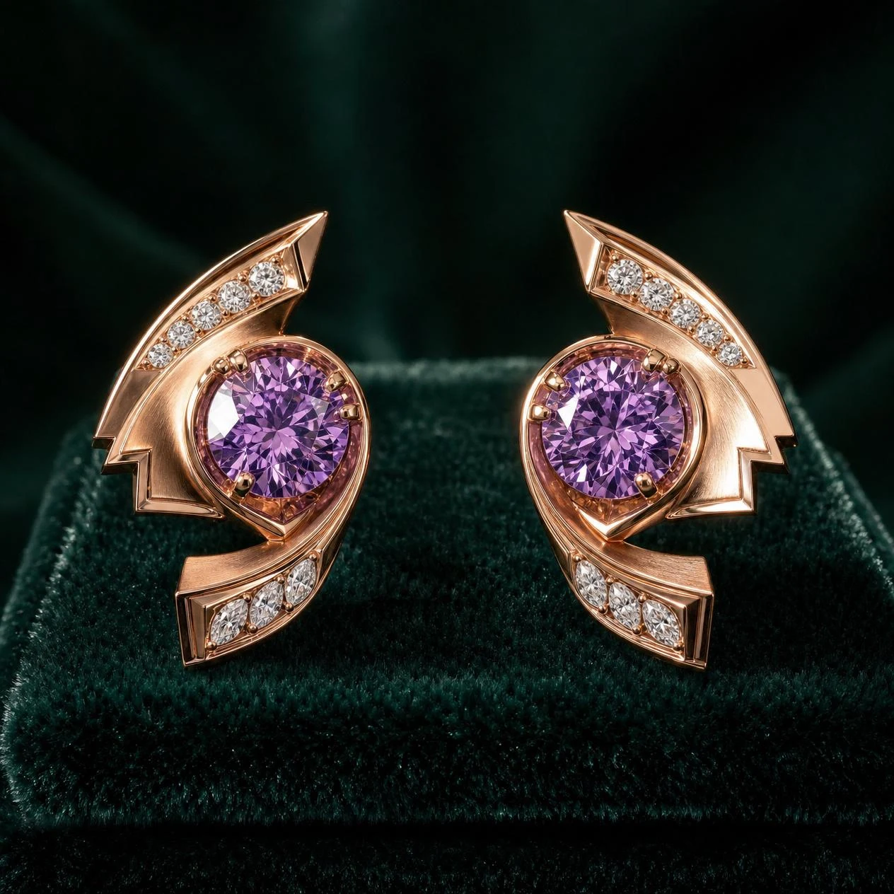 Dalia Nascente, 4.18 ct tw round lab grown diamond earrings in rose gold (front view)