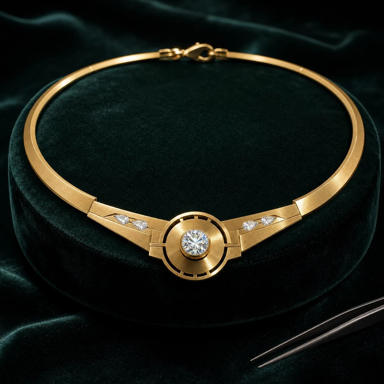 Mare Sottile, 1.42 ct tw round lab grown diamond necklace in 18K yellow gold (front view)