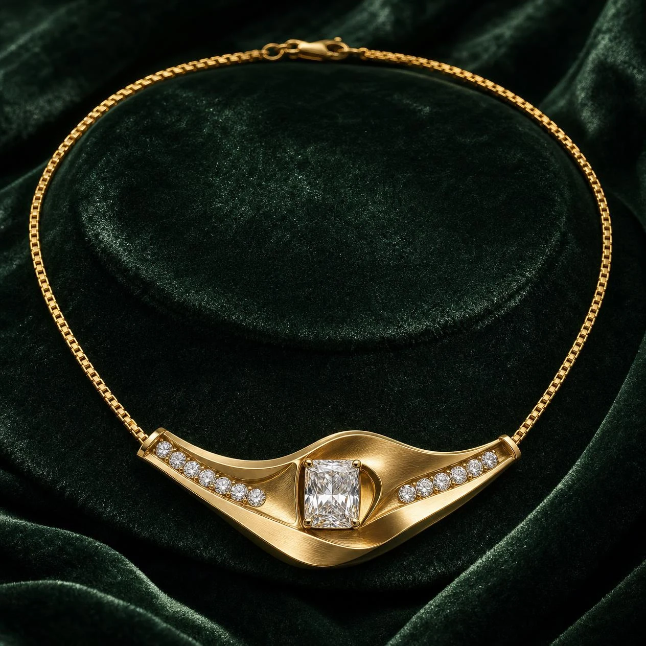 Grazia di Rugiada, 2.14 ct tw radiant lab grown diamond necklace in 18K yellow gold (front view)