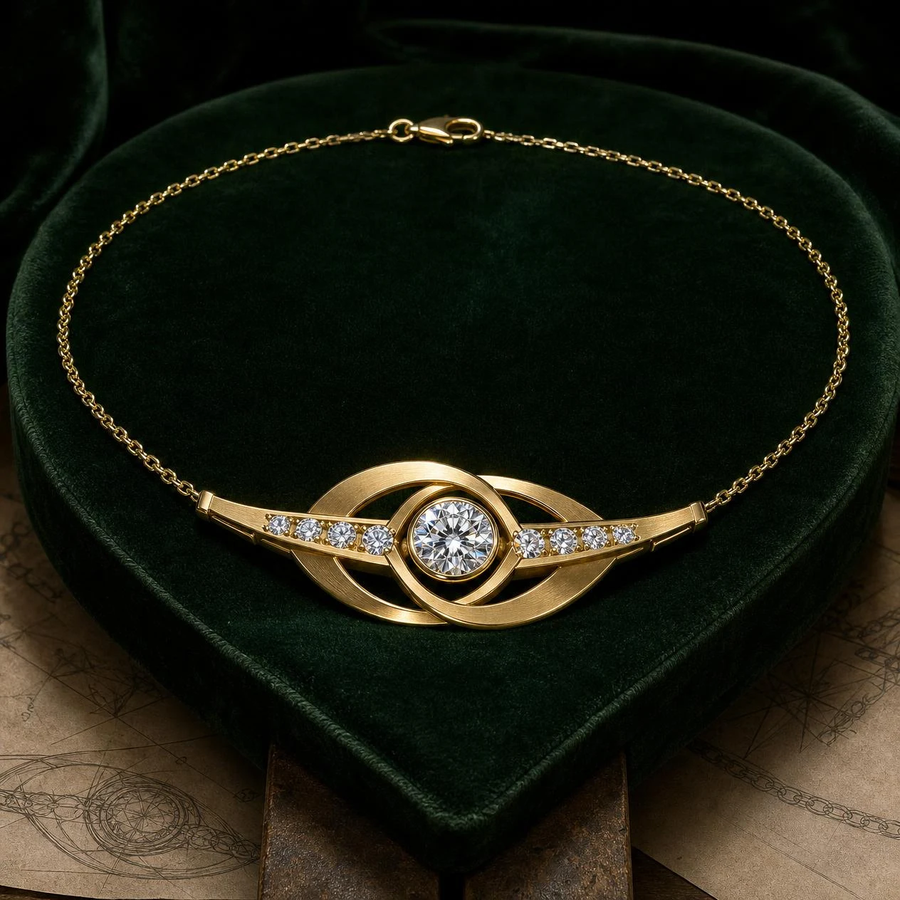 Eterna Infinie, 3.05 ct tw round lab grown diamond necklace in 18K yellow gold (front view)