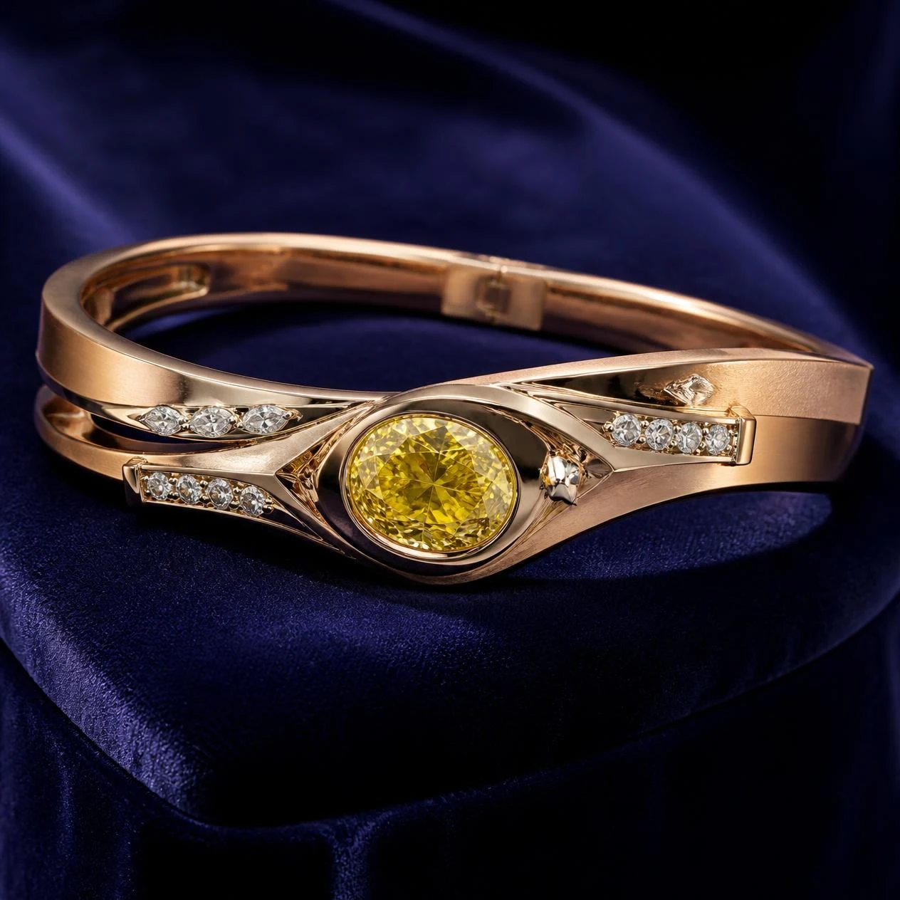 Iris Incantata, 1.88 ct tw oval lab grown diamond bracelet in rose gold (front view)
