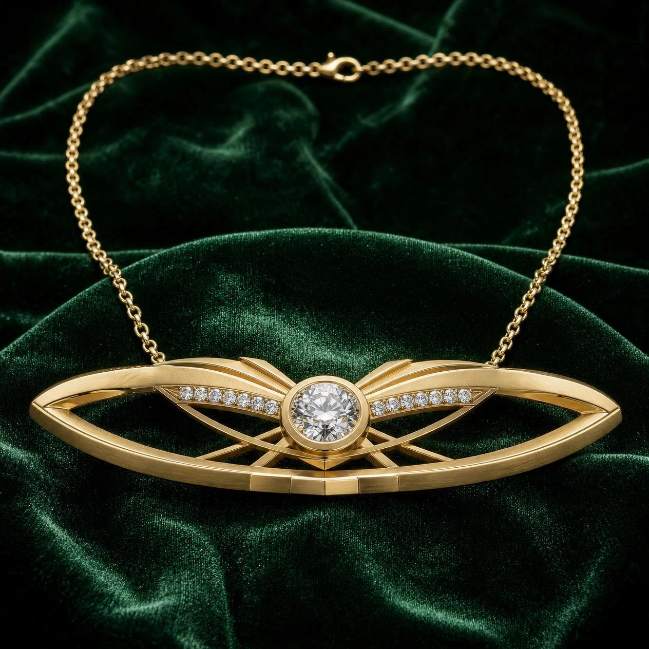 Marea di Primavera, 1.38 ct tw round lab grown diamond necklace in 18K yellow gold (front view)