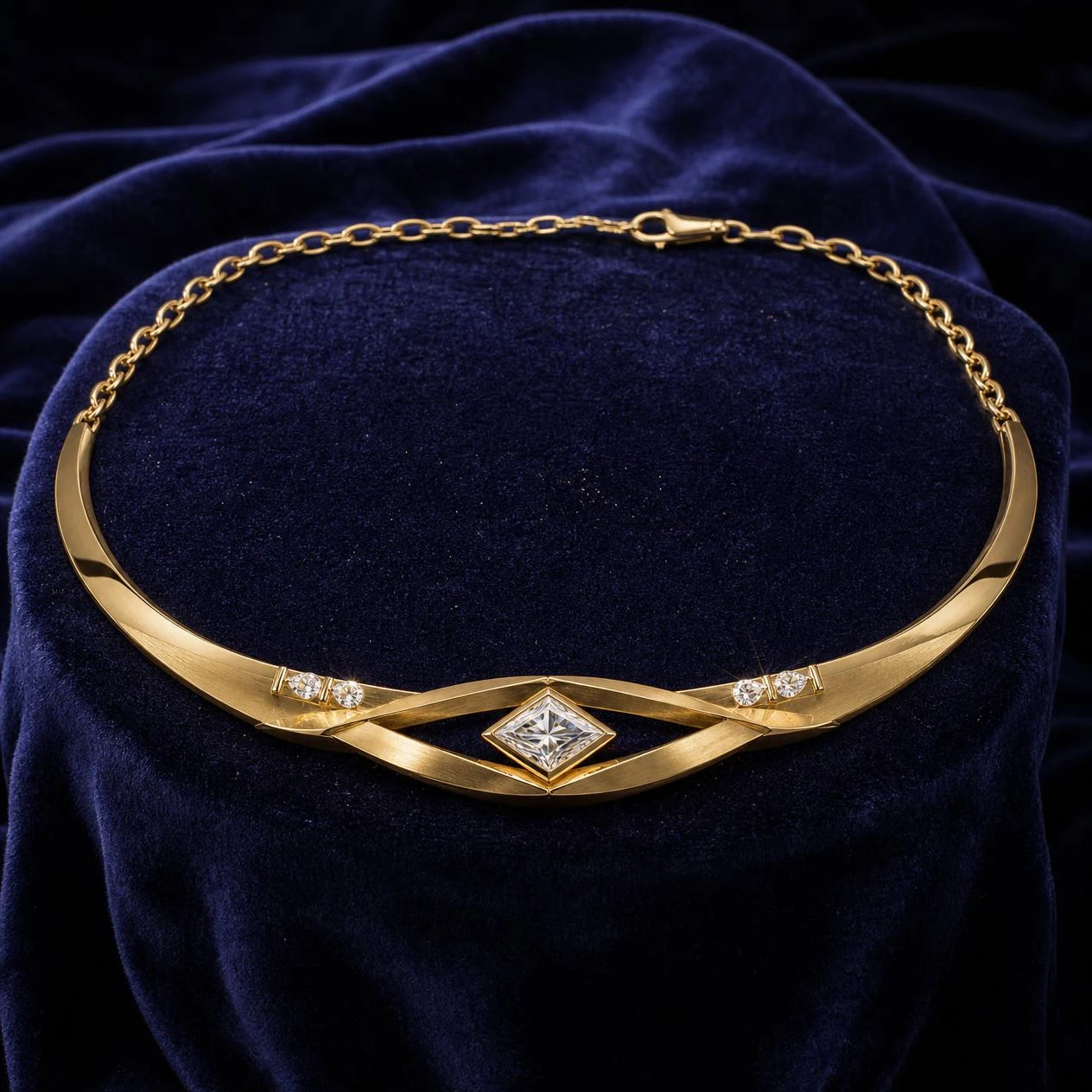 Lavanda di Seta, 1.38 ct tw kite lab grown diamond necklace in 18K yellow gold (front view)