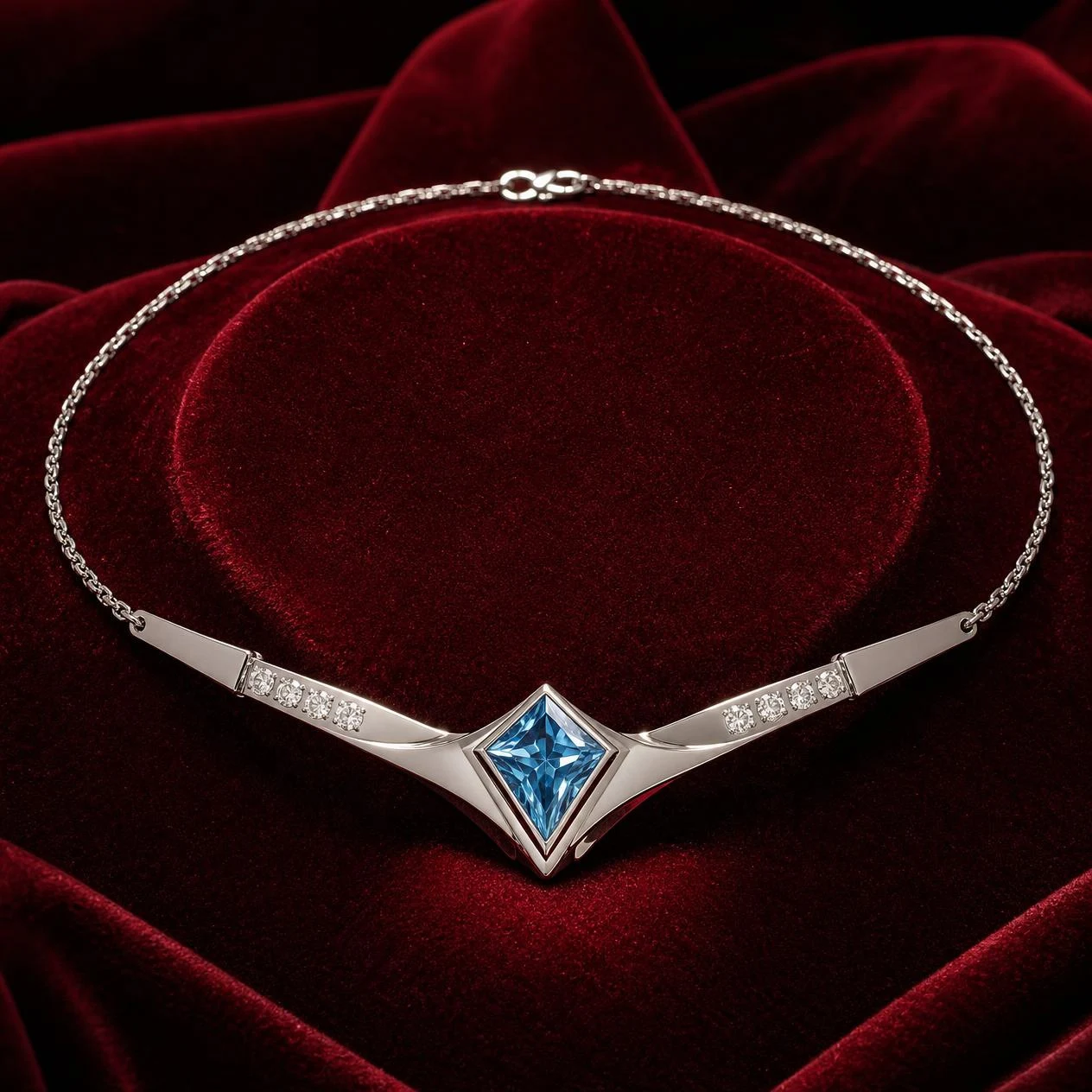 Cascata Pura, 1.9 ct tw kite lab grown diamond necklace in 18K white gold (front view)