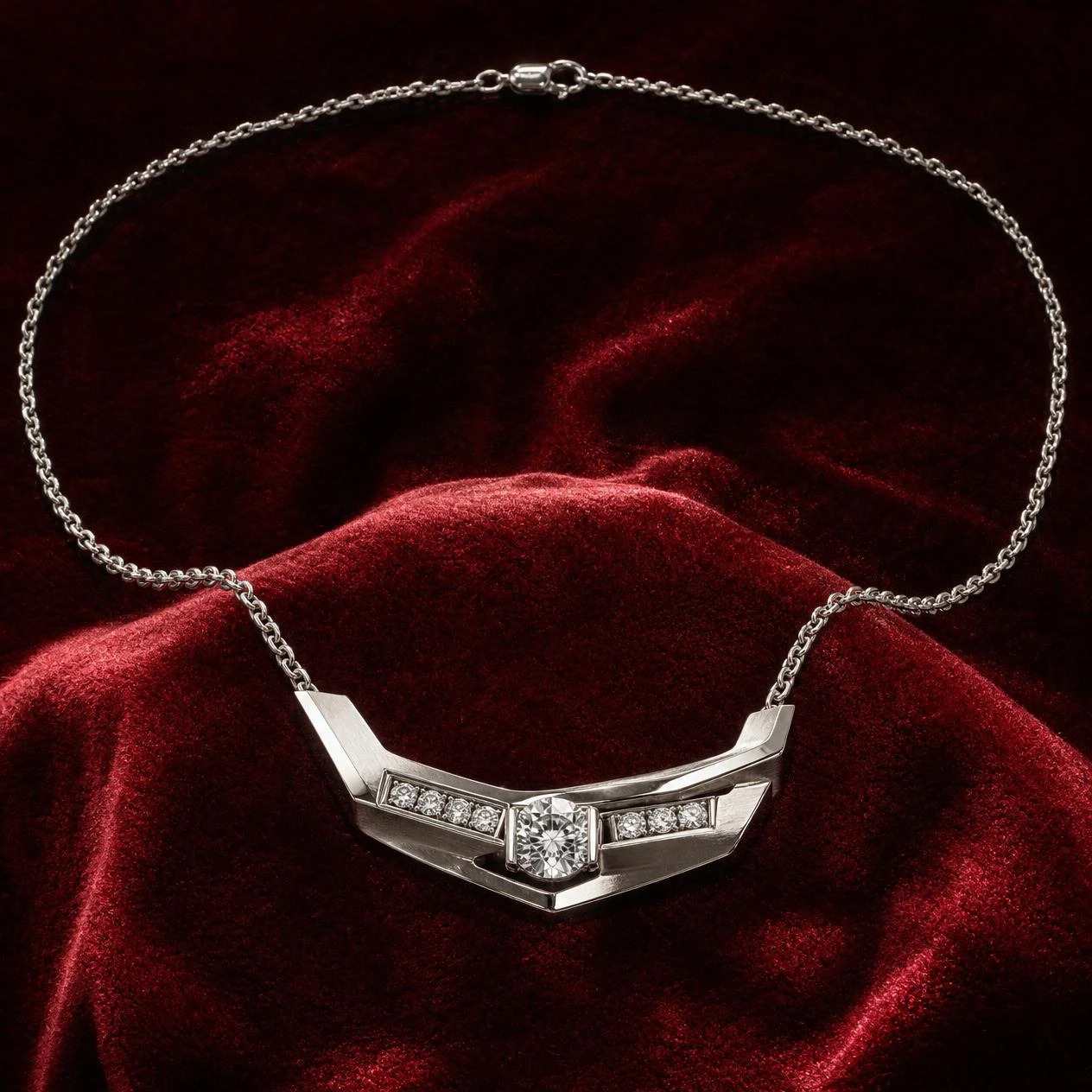 Uragano Eterno, 2.56 ct tw round lab grown diamond men’s necklace in 18K white gold (front view)