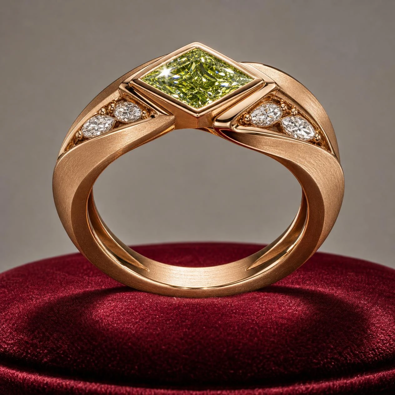 Nuvola Voilée, 1.68 ct tw kite lab grown diamond ring in rose gold (front view)