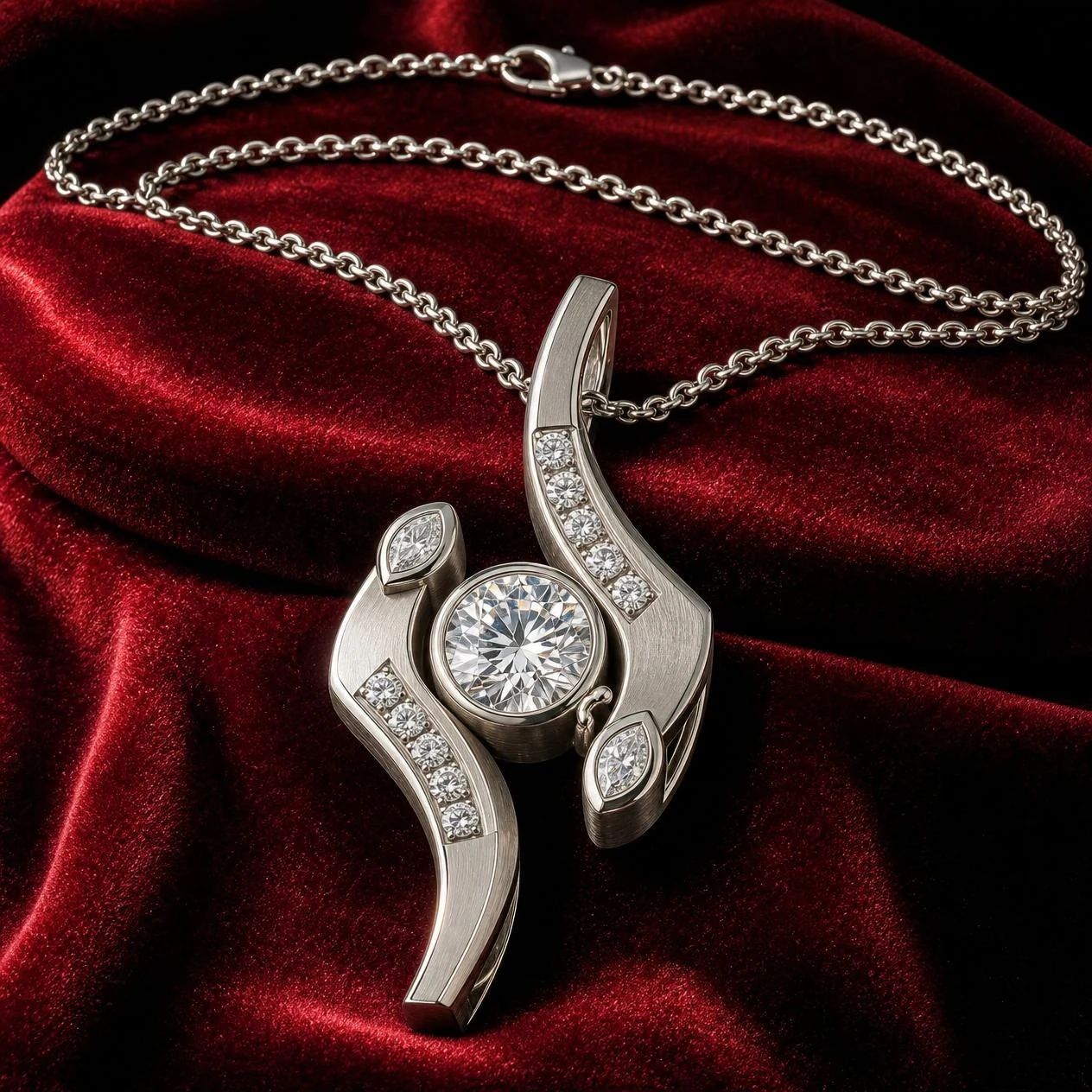Titano Invicto, 2.9 ct tw round lab grown diamond men’s necklace in 18K white gold (front view)