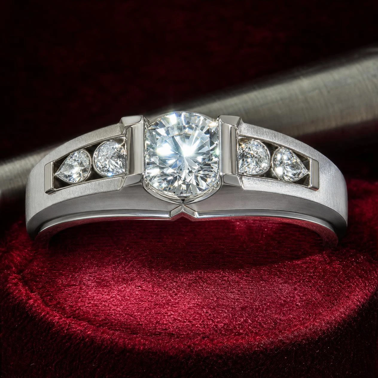 Orchidea de Minuit, 1.72 ct tw round lab grown diamond ring in 18K white gold (front view)