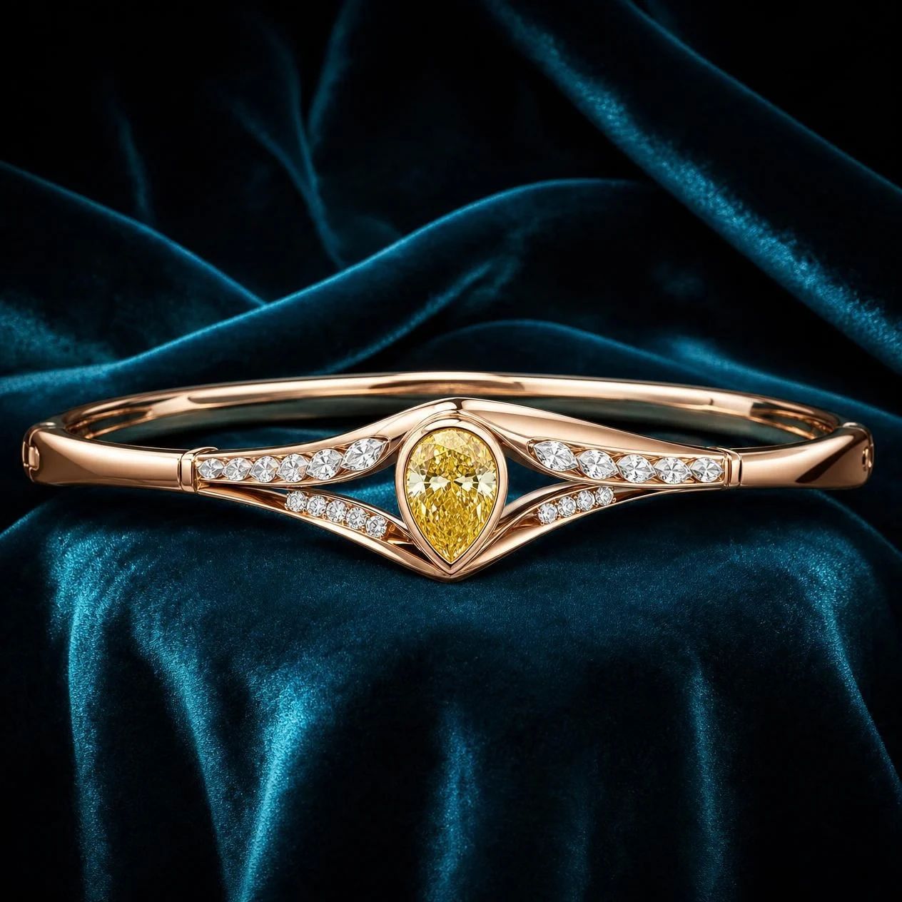 Ombra Sereine, 2.14 ct tw pear lab grown diamond bracelet in rose gold (front view)