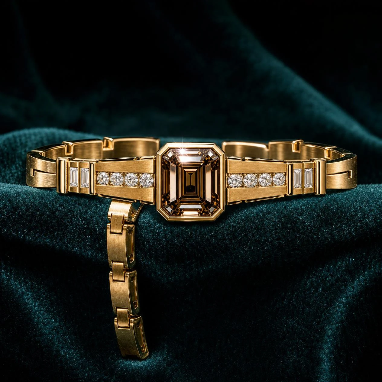 Aube Fiorente, 2.96 ct tw emerald lab grown diamond bracelet in 18K yellow gold (front view)