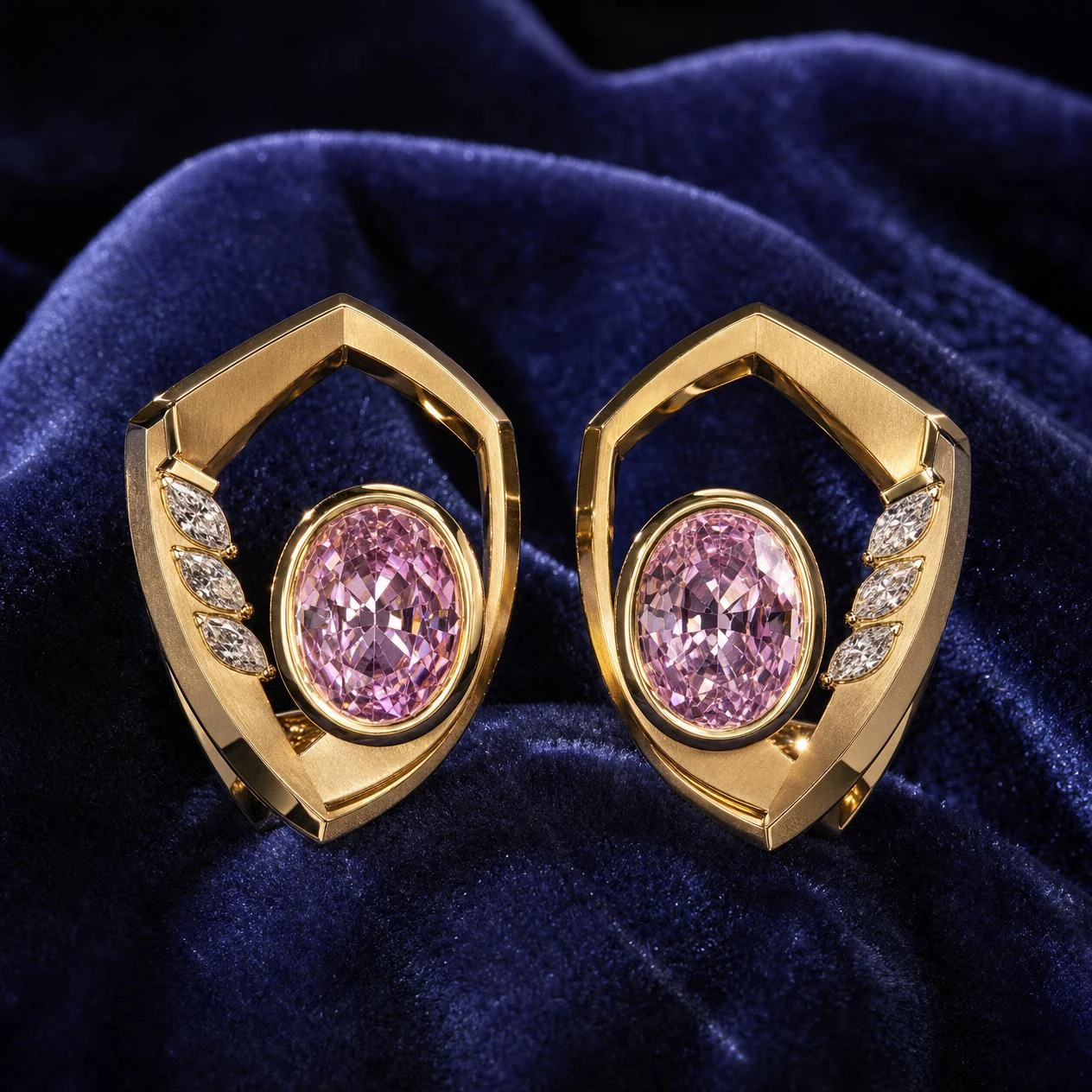 Nebbia d'Estate, 4.7 ct tw oval lab grown diamond earrings in 18K yellow gold (front view)