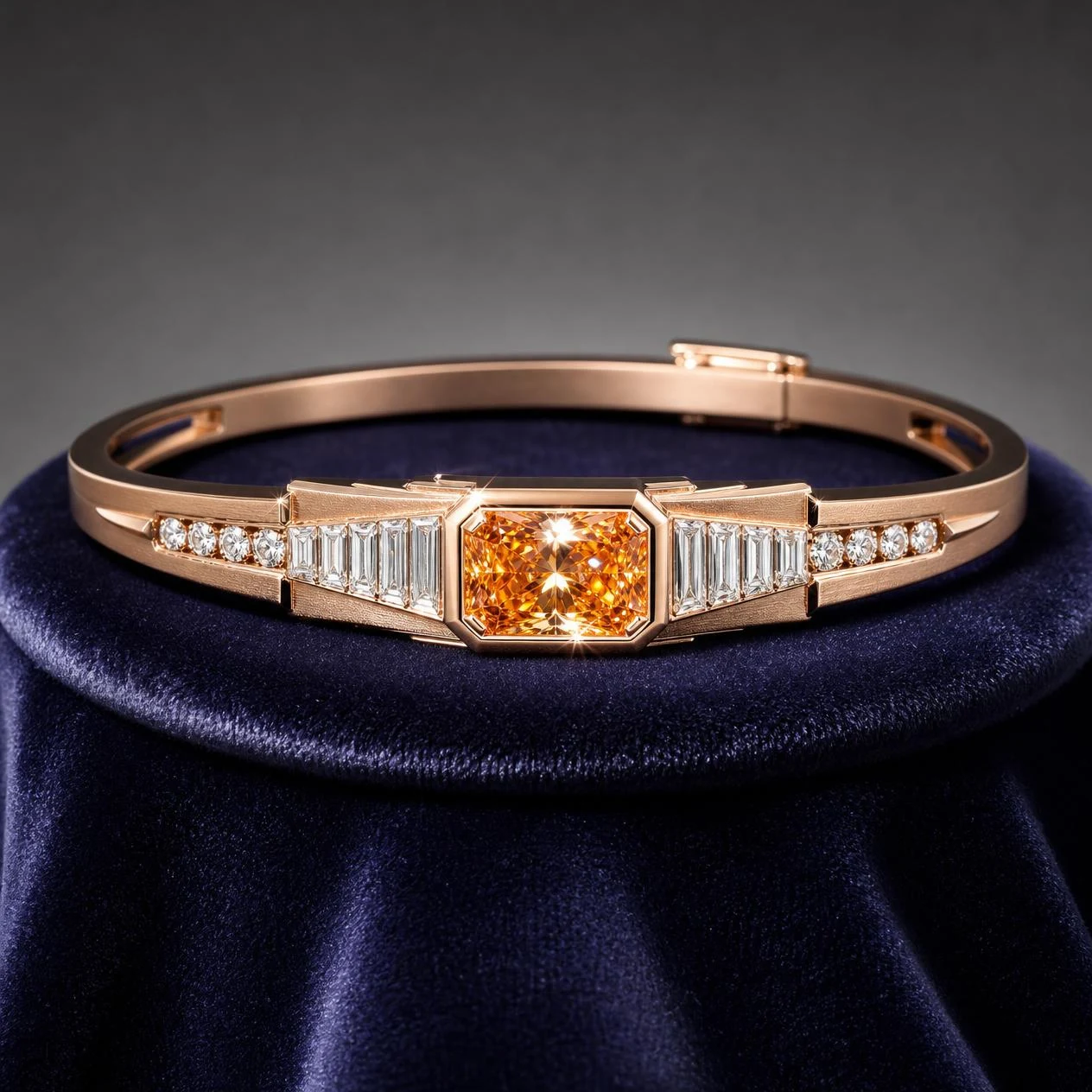 Fiore Segreta, 2.42 ct tw radiant lab grown diamond bracelet in rose gold (front view)