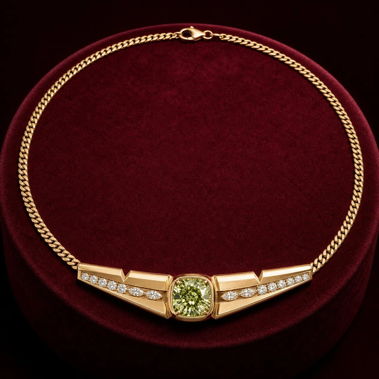 Vento Brillante, 2.72 ct tw cushion lab grown diamond necklace in rose gold (front view)