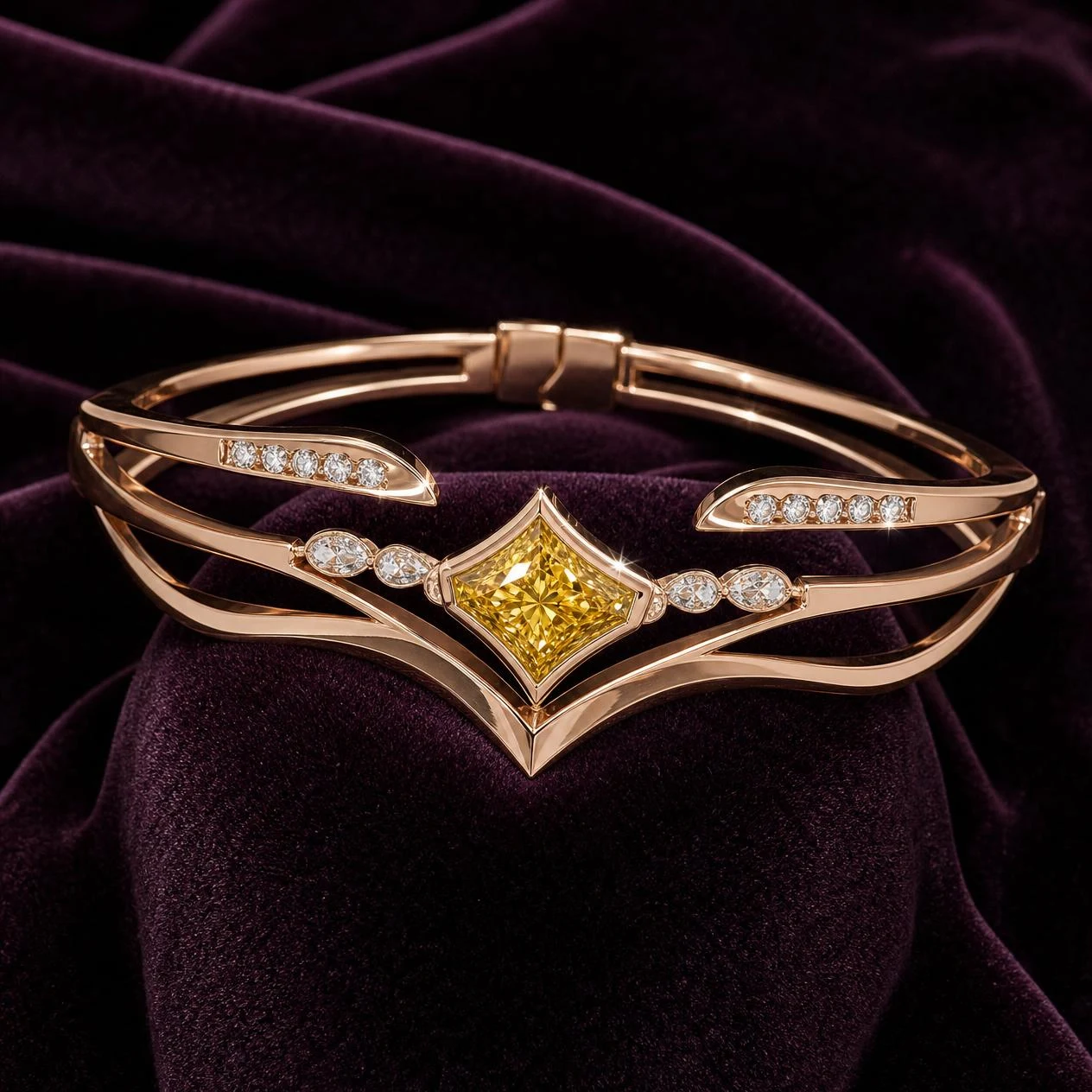 Nuvola Secrète, 2 ct tw kite lab grown diamond bracelet in rose gold (front view)