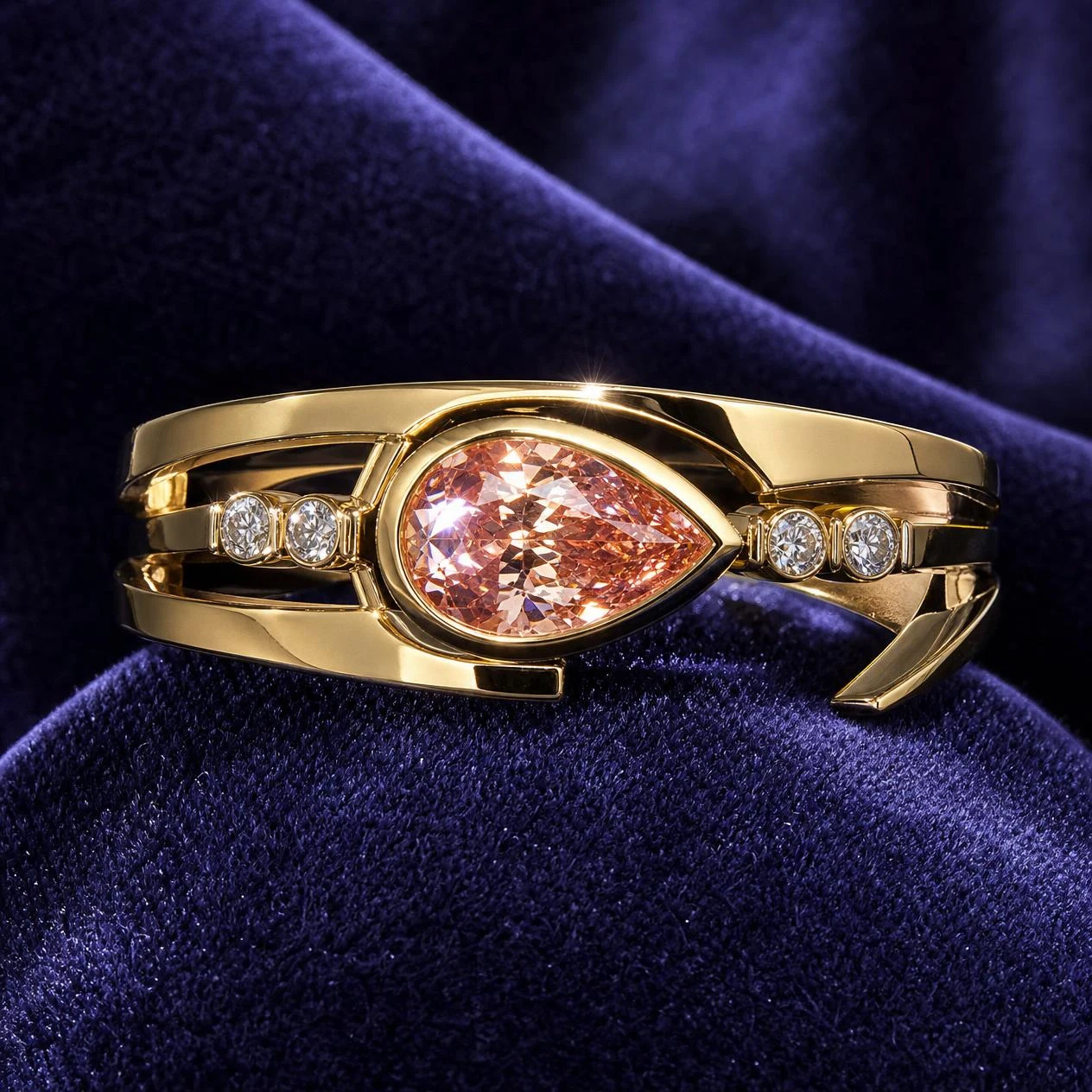 Viola Eletta, 1.74 ct tw pear lab grown diamond ring in 18K yellow gold (front view)