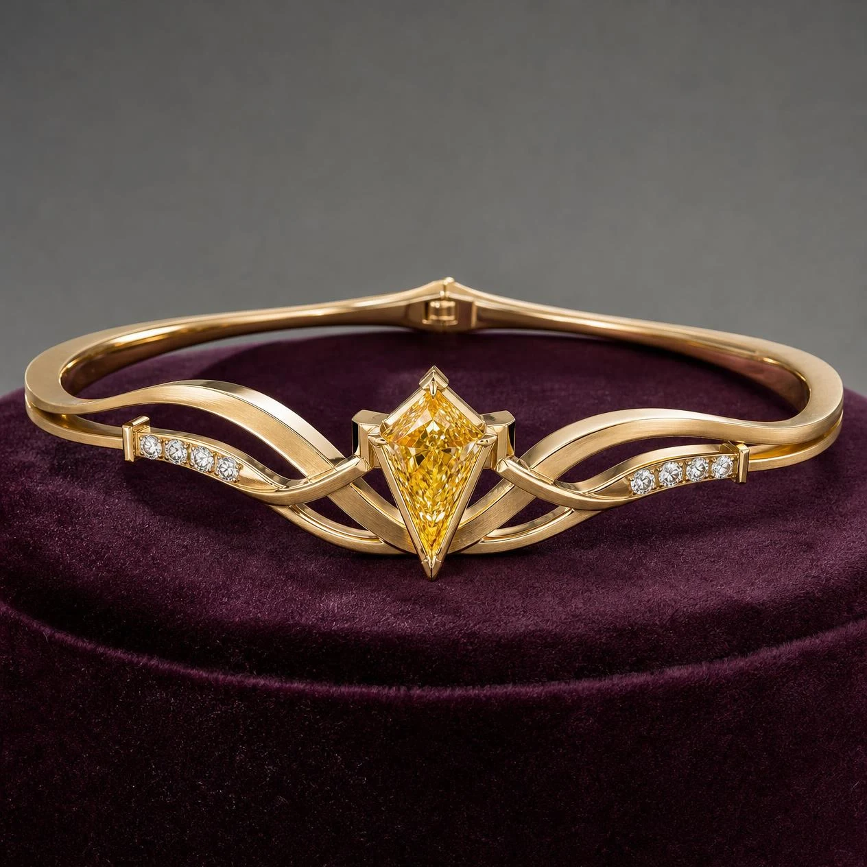 Galassia de Minuit, 2.02 ct tw kite lab grown diamond bracelet in 18K yellow gold (front view)