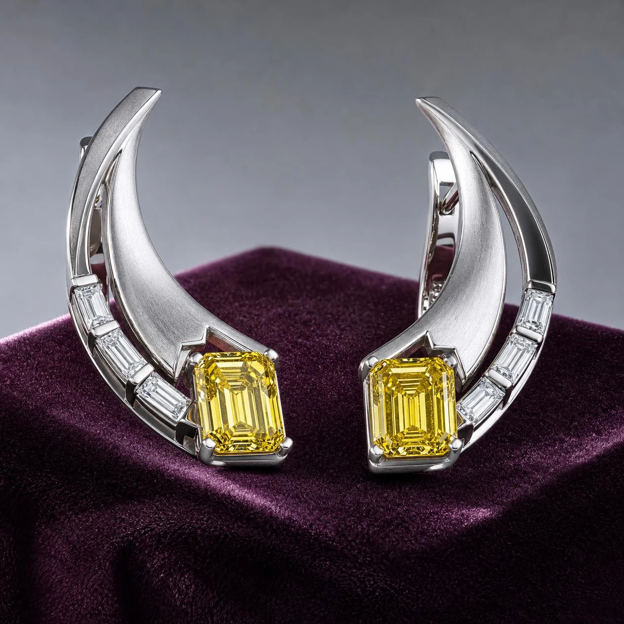 Rugiada di Perla, 3.32 ct tw emerald lab grown diamond earrings in 18K white gold (front view)
