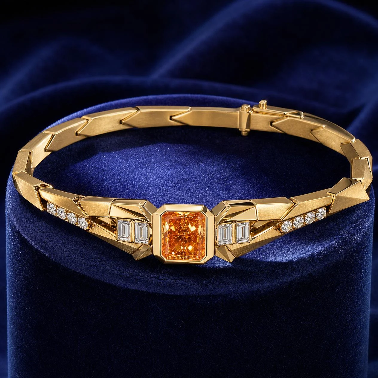 Iris di Luna, 2.28 ct tw radiant lab grown diamond bracelet in 18K yellow gold (front view)