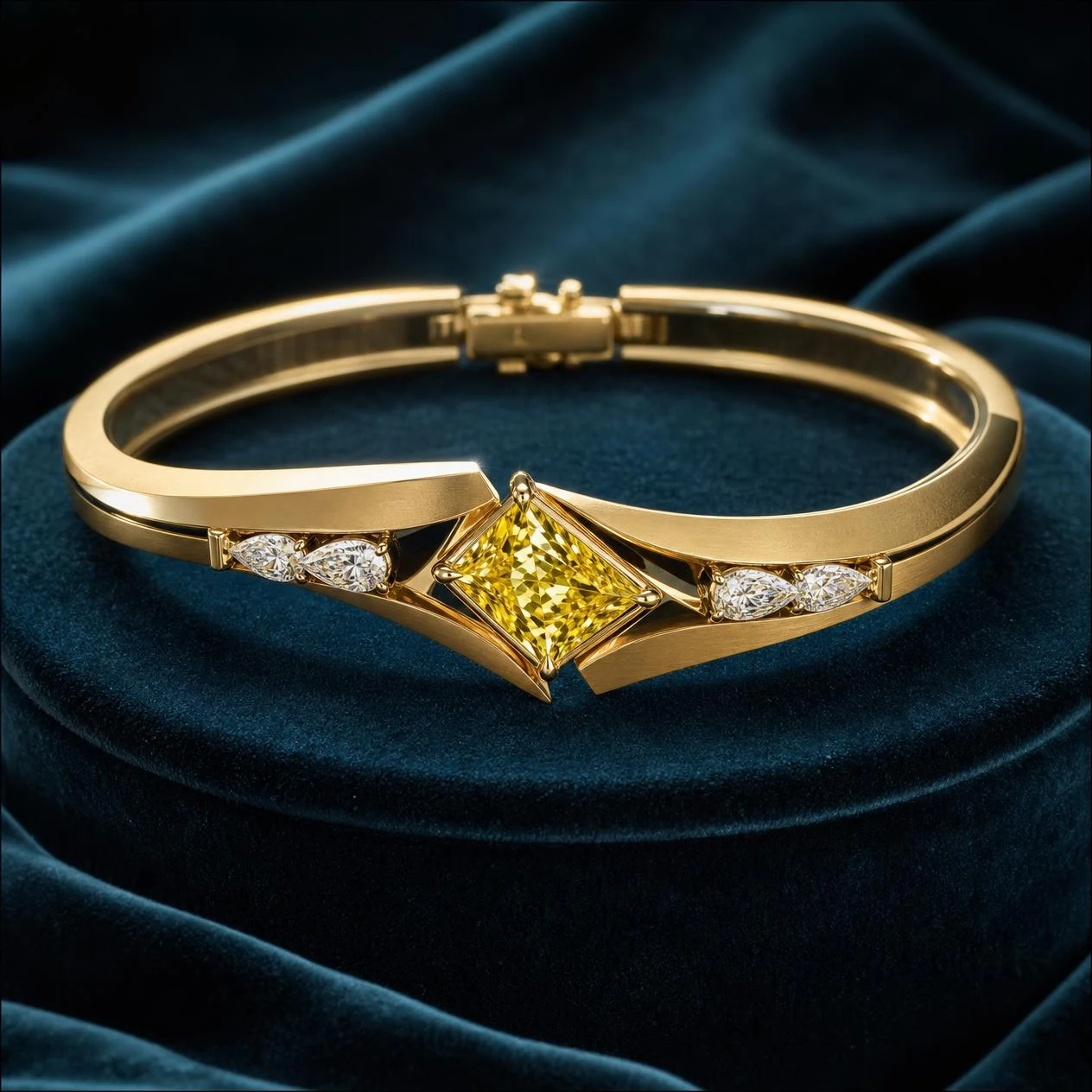 Belle Royale, 1.38 ct tw kite lab grown diamond bracelet in 18K yellow gold (front view)