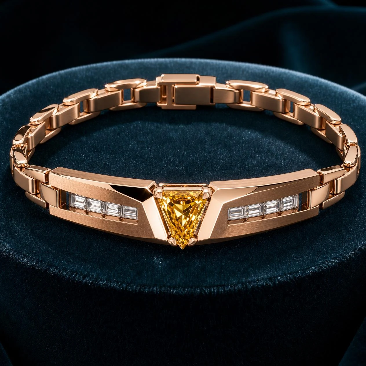 Fortezza Tenace, 3.25 ct tw kite lab grown diamond men’s bracelet in rose gold (front view)
