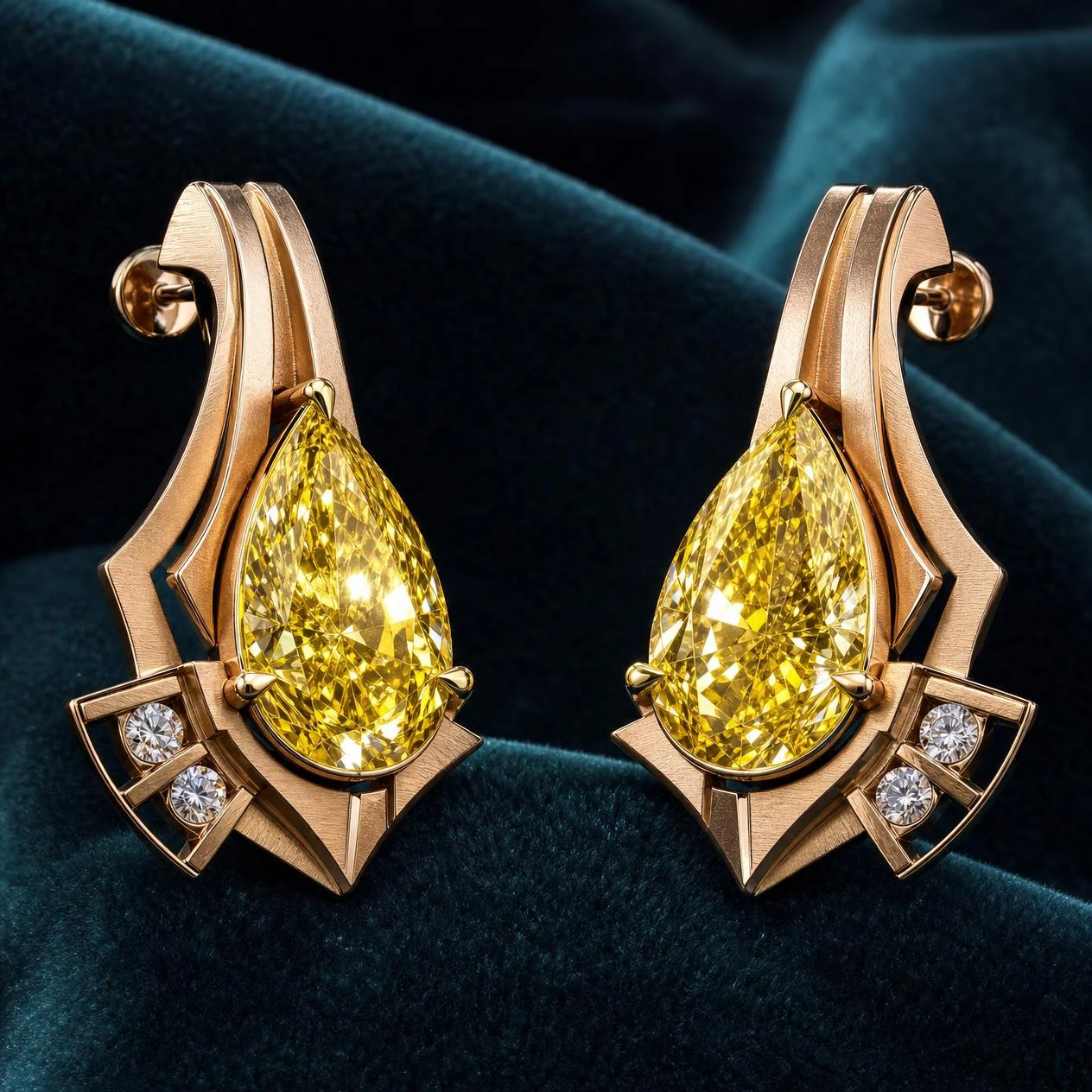 Senatore di Mezzanotte, 5.4 ct tw pear lab grown diamond men’s earrings in rose gold (front view)