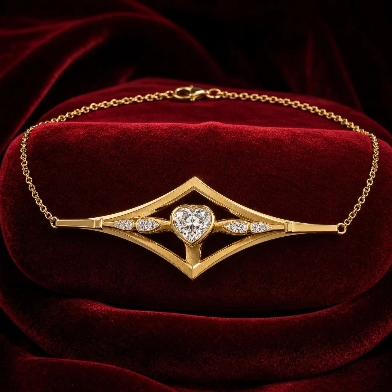 Lampo Supremo, 2.12 ct tw heart lab grown diamond men’s necklace in 18K yellow gold (front view)