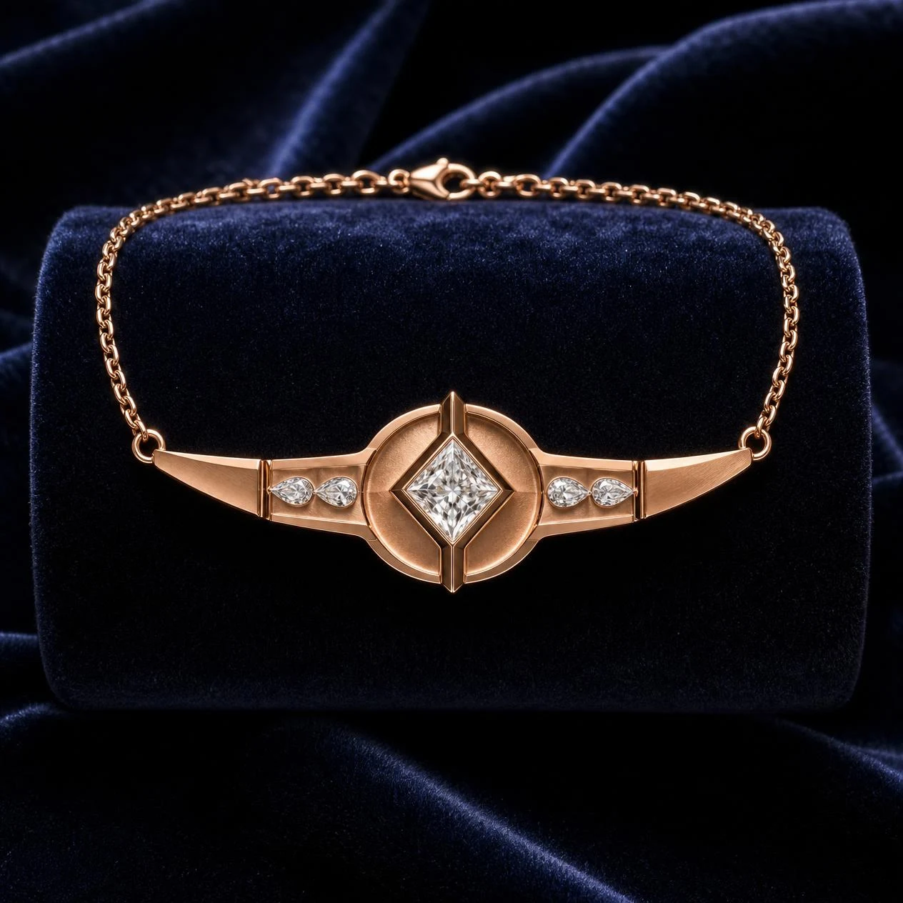 Tuono Imperiale, 1.56 ct tw kite lab grown diamond men’s necklace in rose gold (front view)