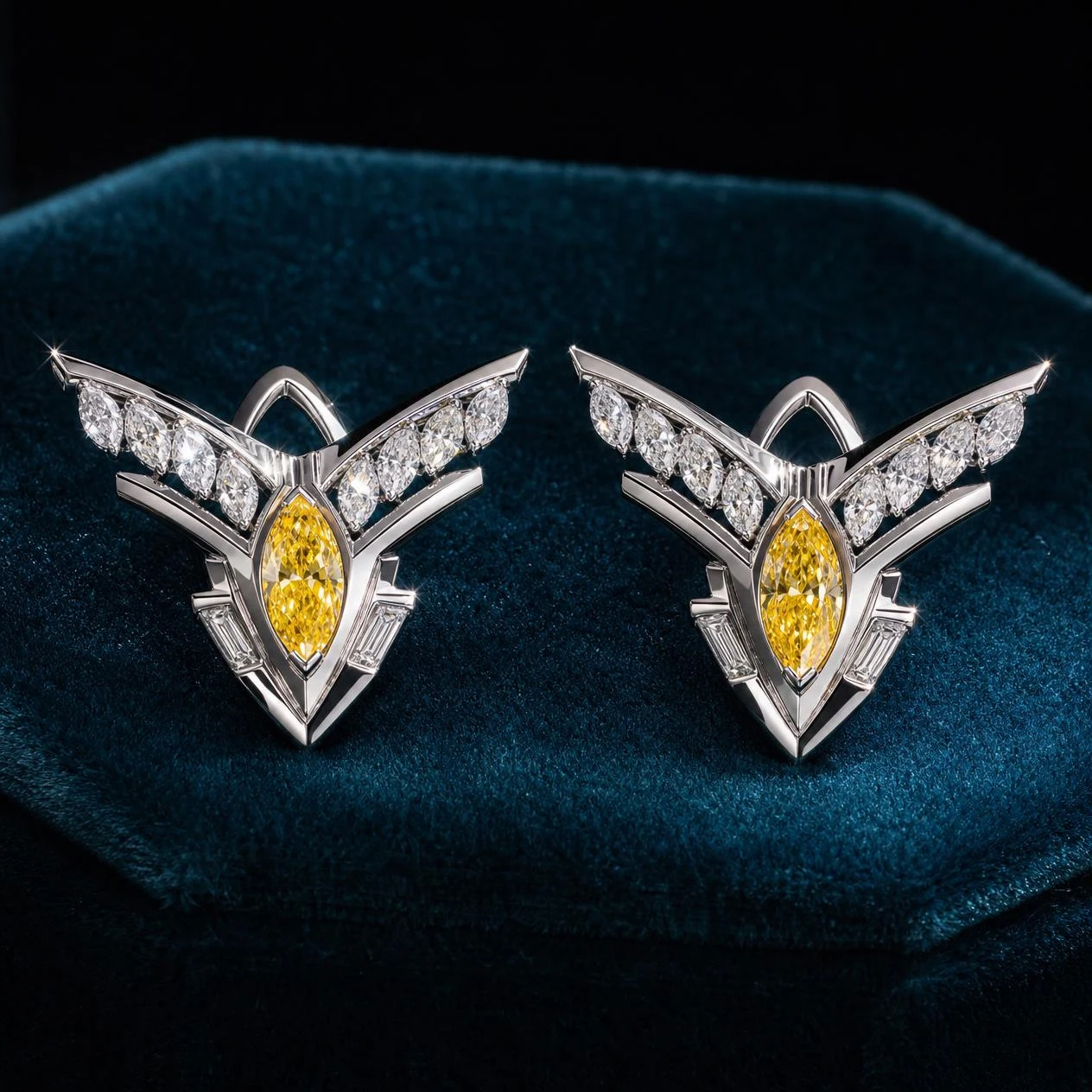 Ombra Celata, 3.56 ct tw marquise lab grown diamond earrings in 18K white gold (front view)