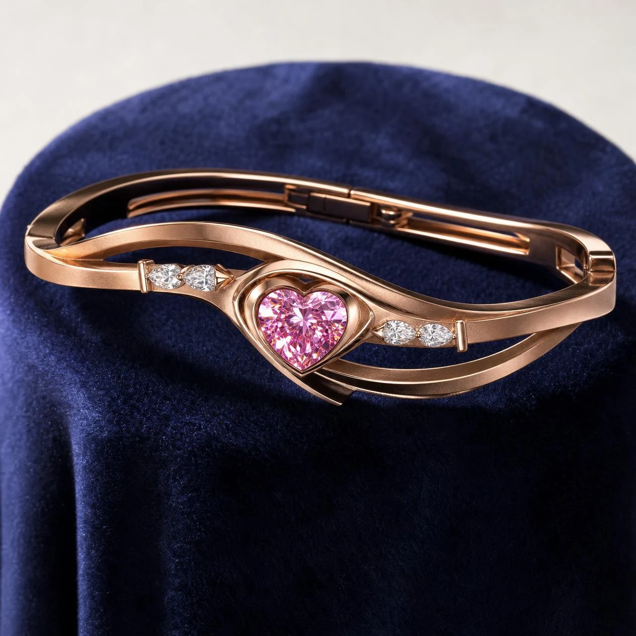 Ondine di Primavera, 2.4 ct tw heart lab grown diamond bracelet in rose gold (front view)