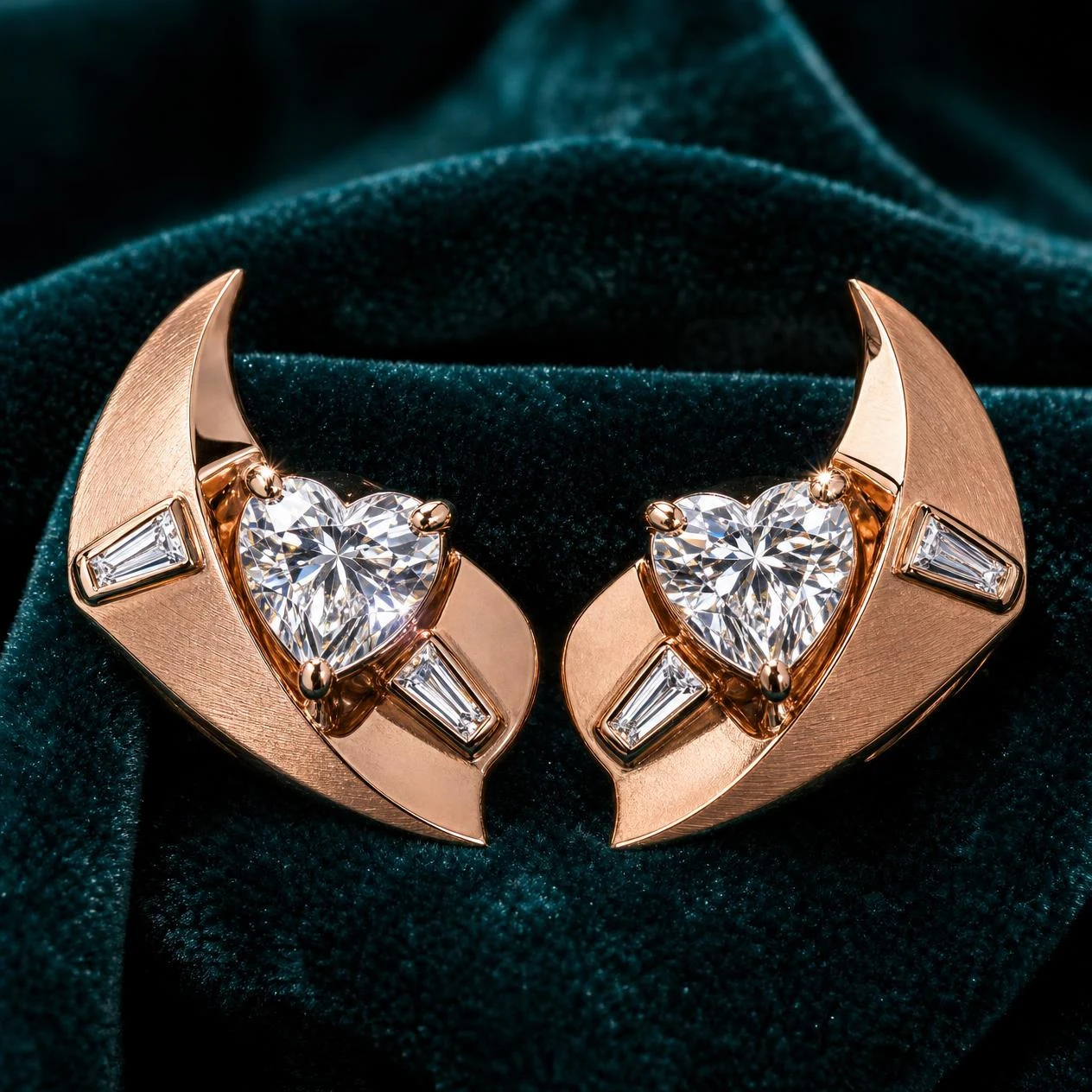 Stella Preziosa, 2.4 ct tw heart lab grown diamond earrings in rose gold (front view)